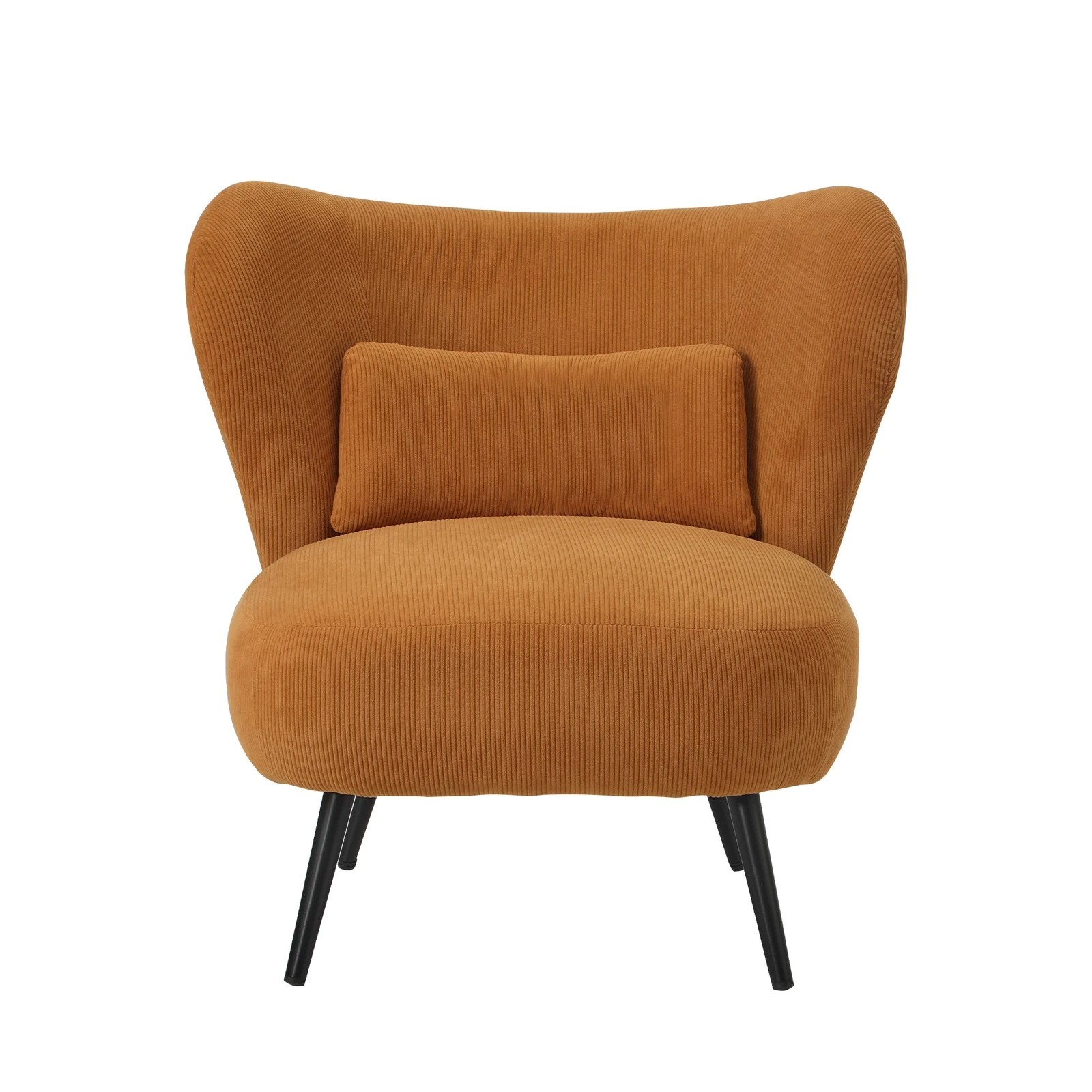 7 Oikiture Armchair Lounge Chair With Lumbar Pillow Wingback Velvet
 - Orange, 7 of 10