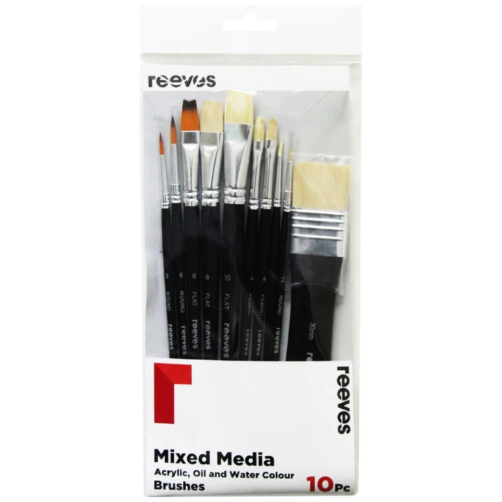 1 Reeves Mixed Media Short Brushes 10 Pack, 1 of 1