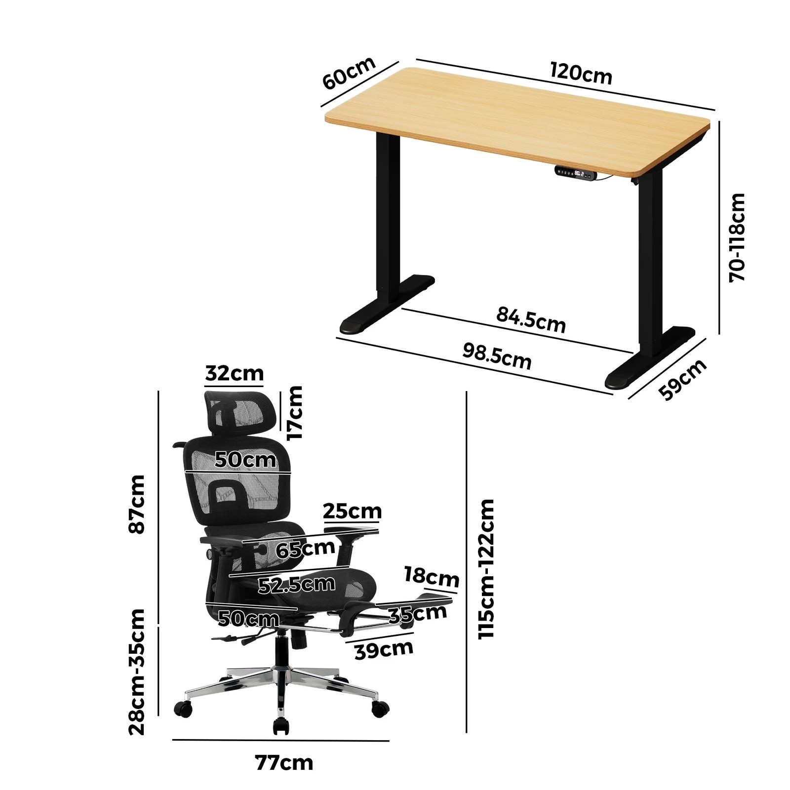 4 Oikiture Office Desk And Chair Set Mesh Ergonomic Chair Sit-stand Desk
 - Multi, 4 of 4