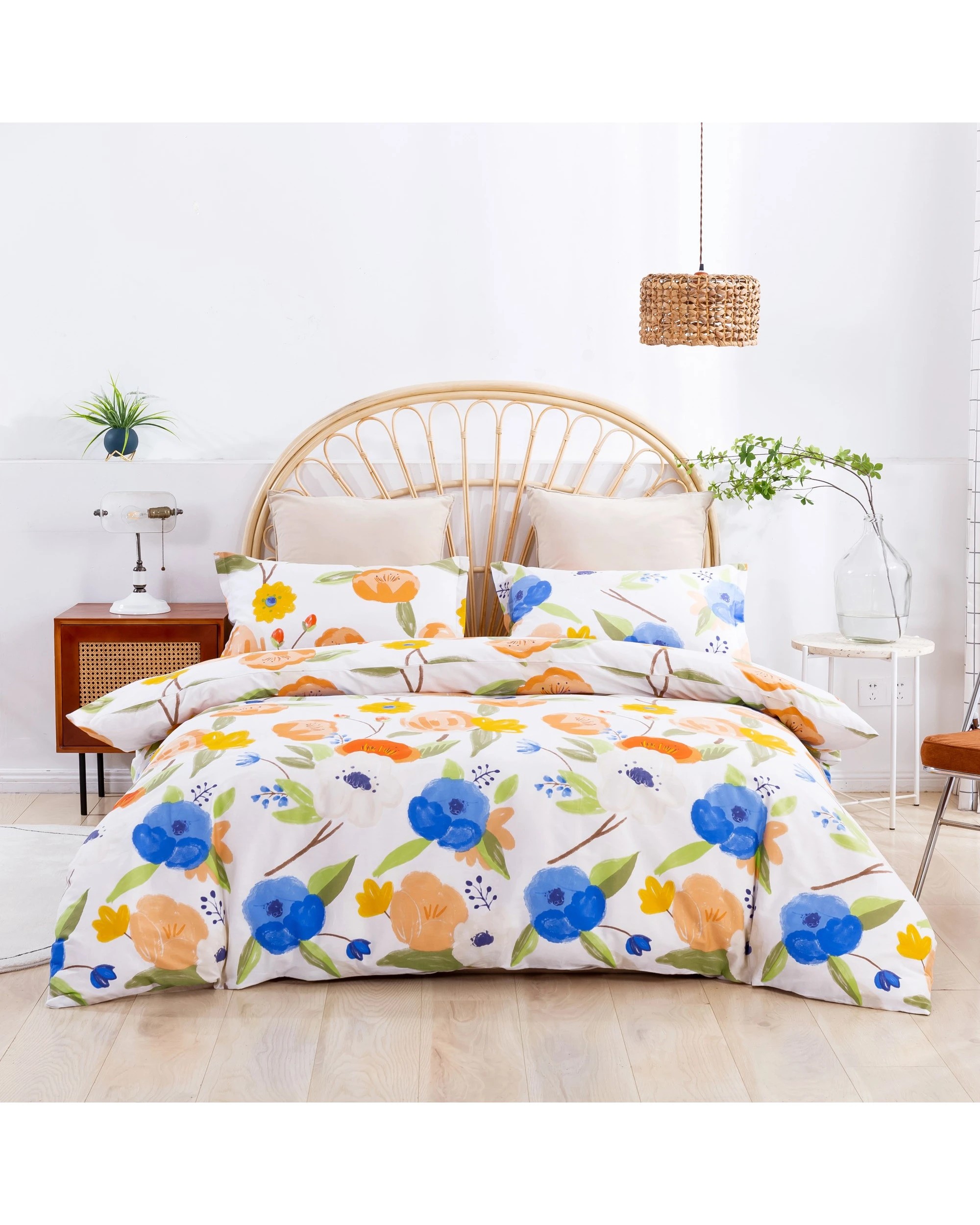 1 Dreamaker Lily 100% Cotton Quilt Cover Set - King Single Bed - Orange, 1 of 6