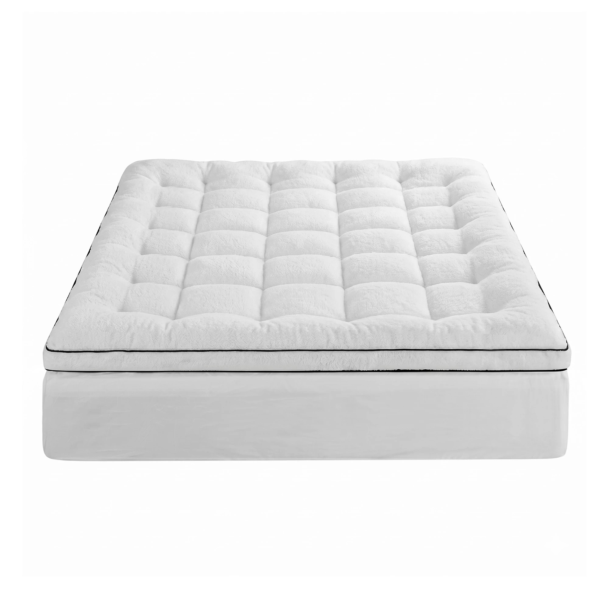 3 Giselle Bedding Mattress Topper 5cm Coral Fleece - Queen Bed - White, 3 of 9