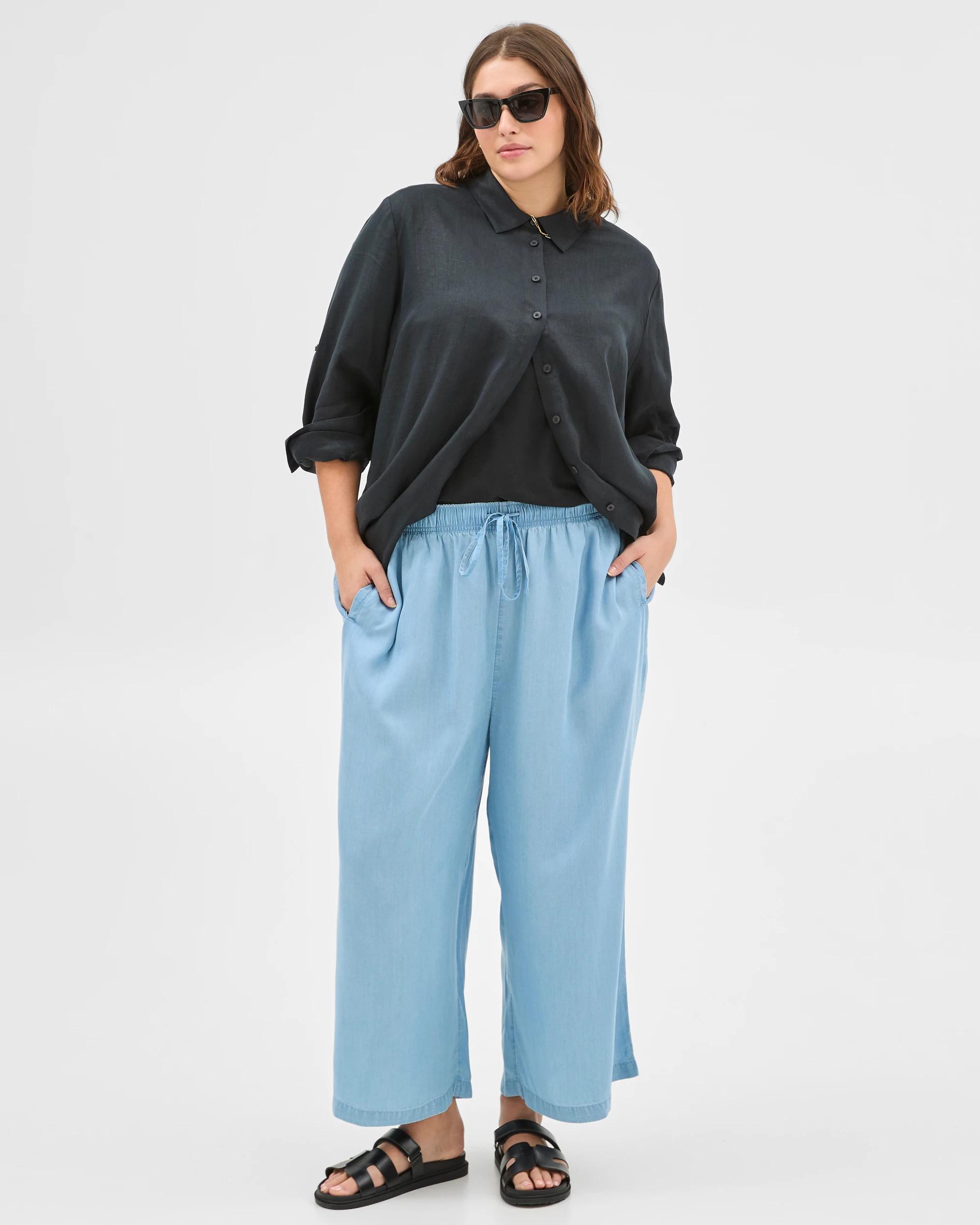 2 Target Plus Size Soft Cropped Wide Leg Pants LIGHT WASH, 2 of 6