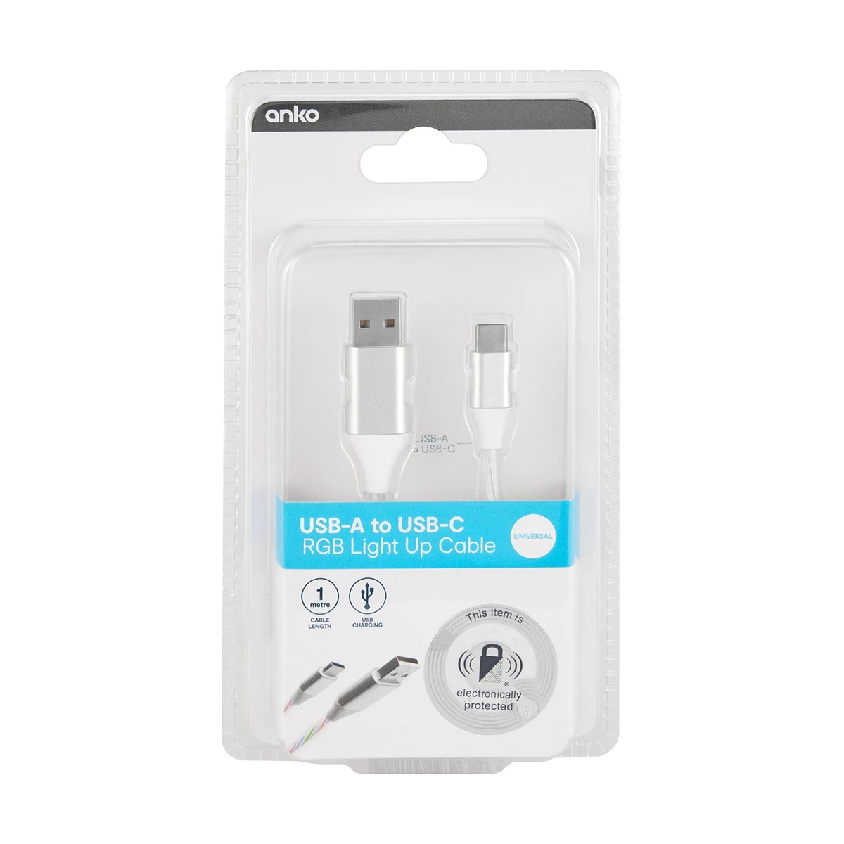 5 USB-A to USB-C 1m Cable with Light - Multi, 5 of 5