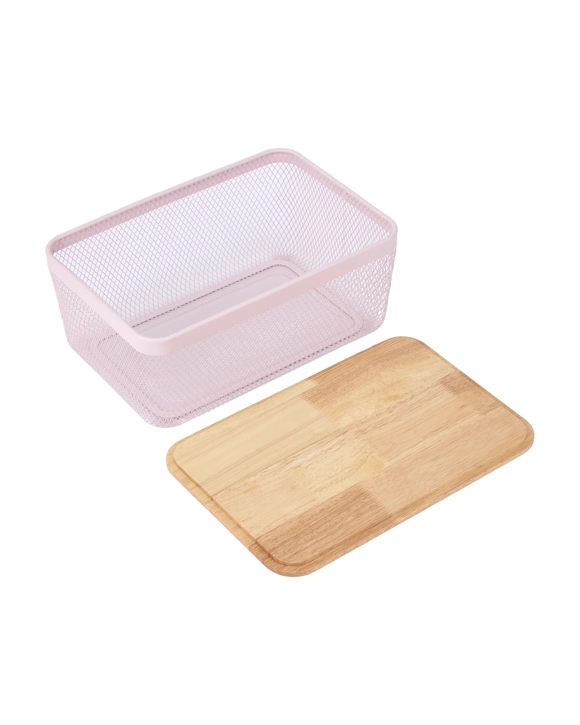 5 Large Basket with Wooden Lid - Pink, 5 of 6