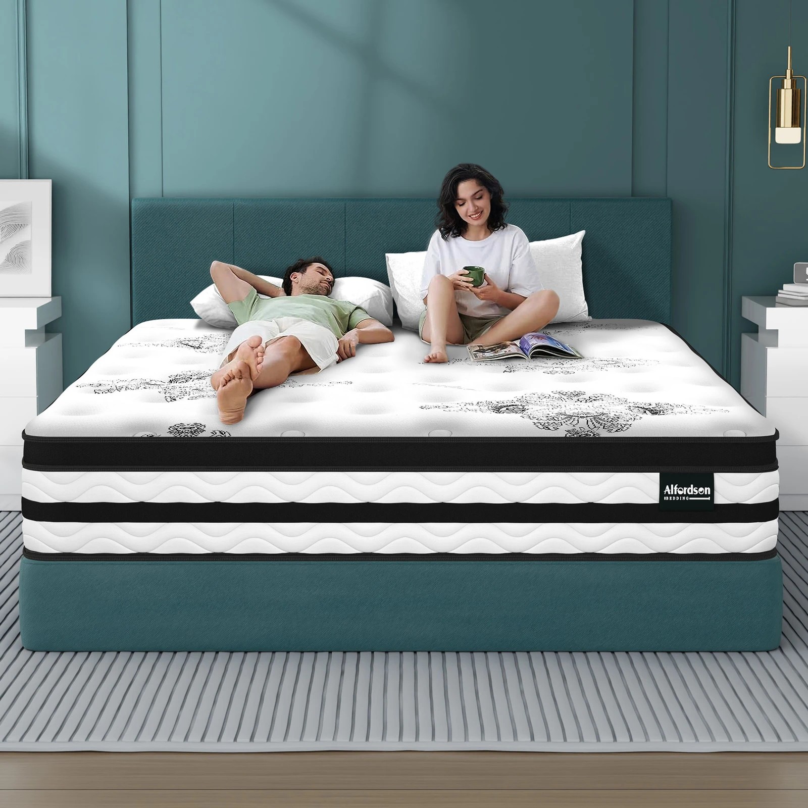 3 Alfordson Mattress 22CM Euro Top Bonell Spring Medium Firm Foam - Queen Bed, 3 of 10