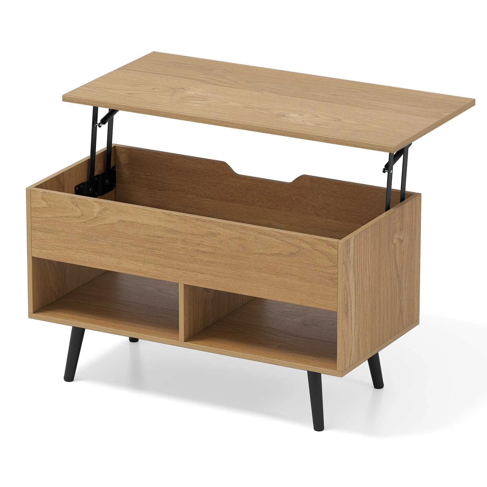 1 Costway 80cm Lift Top Coffee Table Modern Dining Table w/Hidden Storage Compartment - Natural, 1 of 5