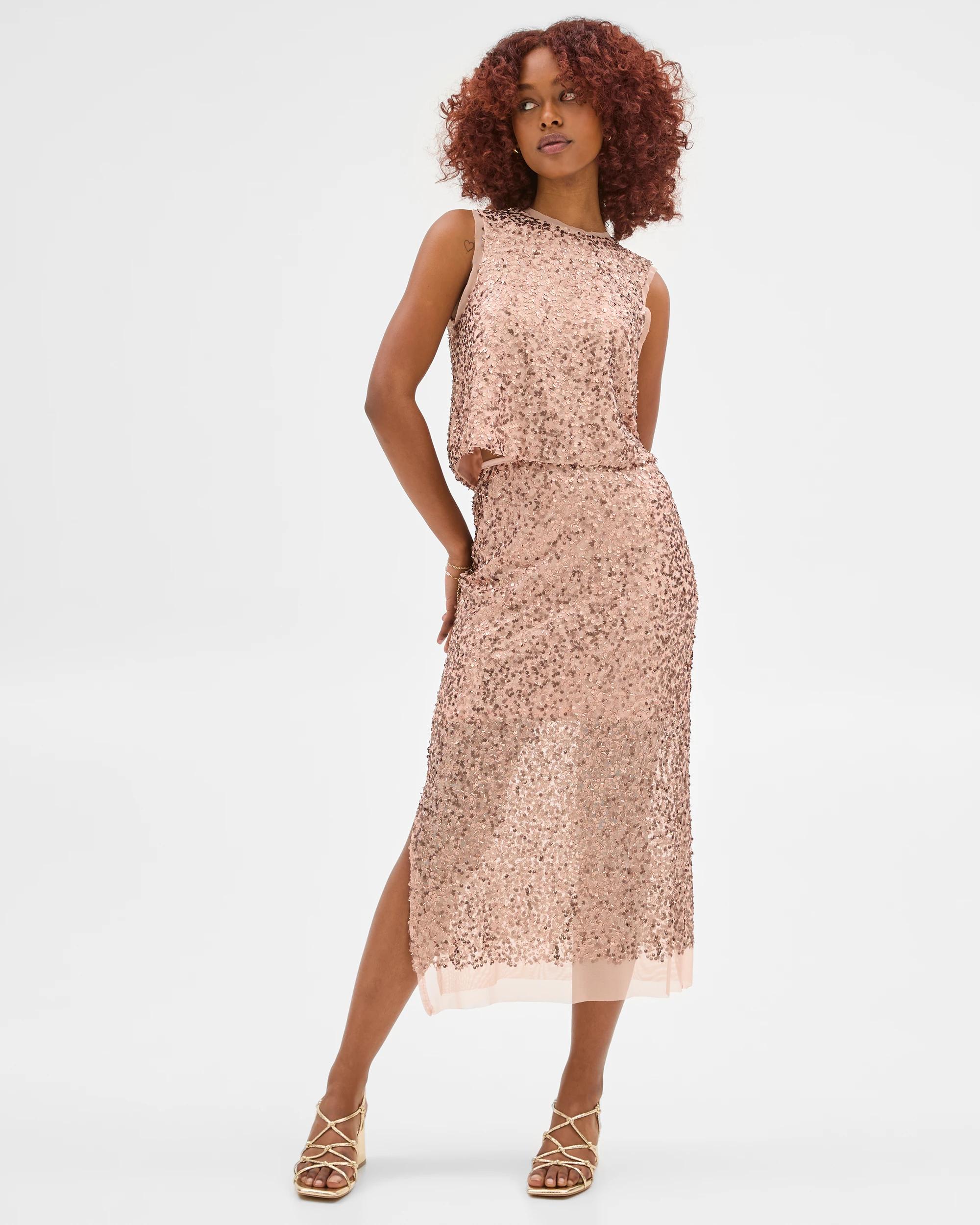 7 Target Petites Sequin Midi Skirt CHAMPAGNE, 7 of 7