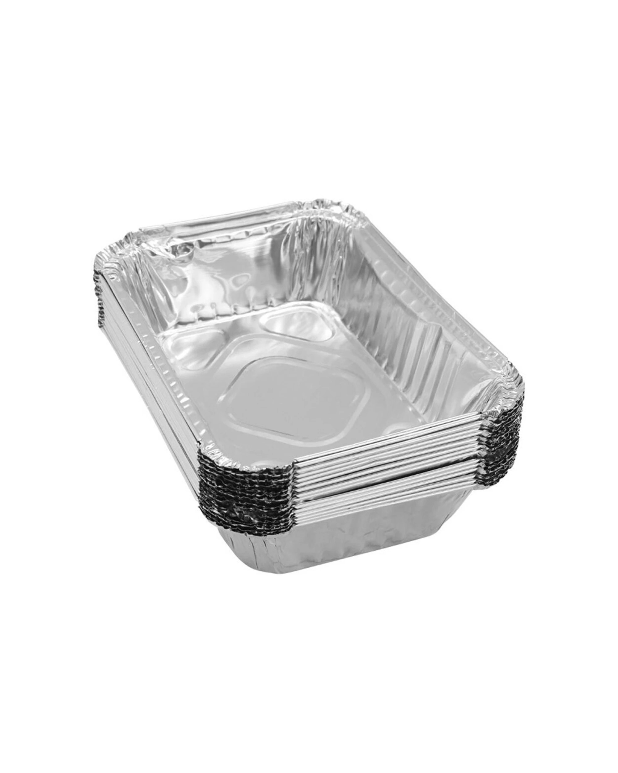 2 15pc Lemon & Lime 22cm Heavy Duty Oven/bbq Food Disposable Foil Container W/ Lid
 - Silver, 2 of 3