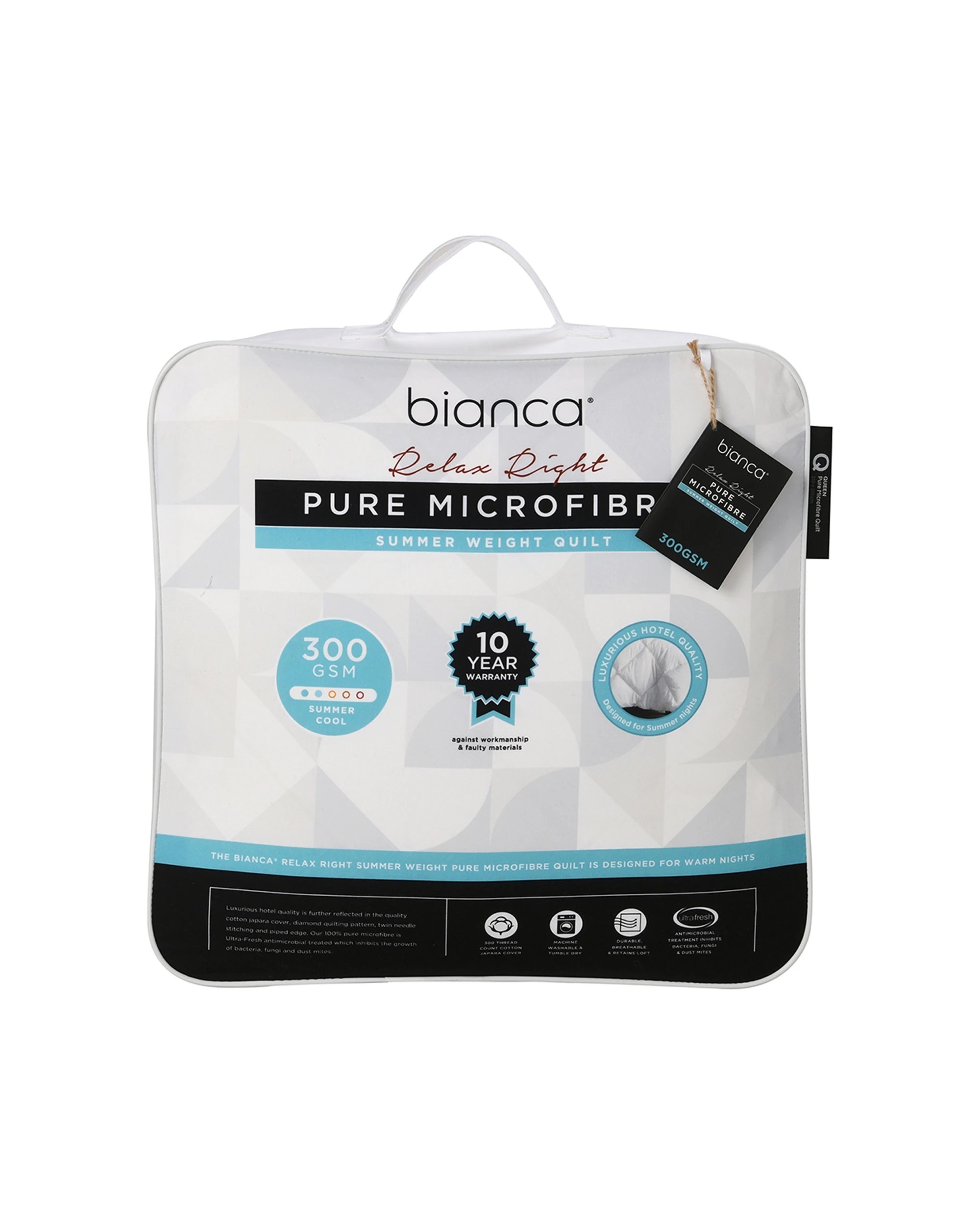 1 Bianca Relax Right Pure Microfibre Quilt 300gsm - Single Bed - White, 1 of 2