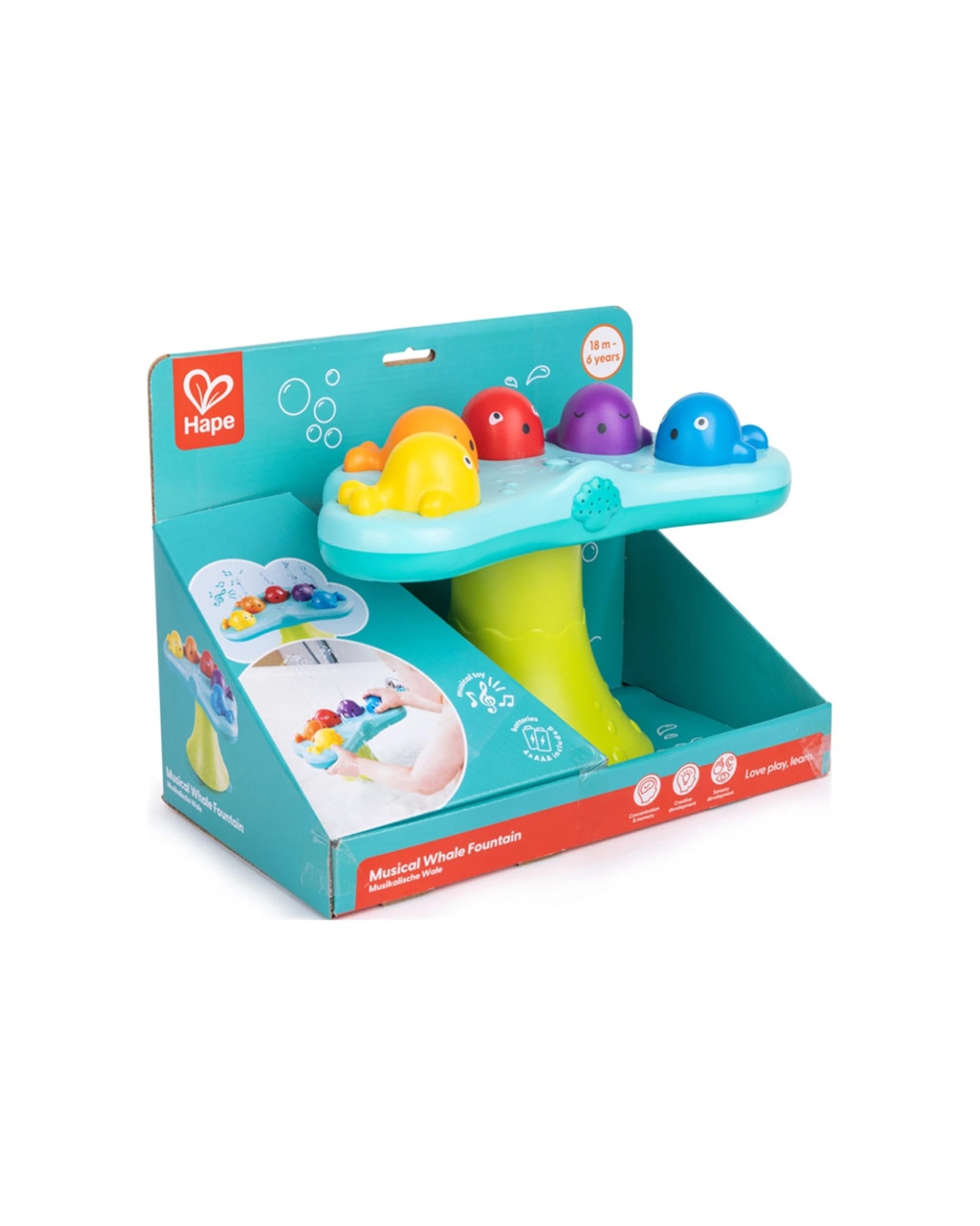2 Hape Musical Whale Fountain Bath Toy With Suction Cup 15x28x22cm Kids, 2 of 3
