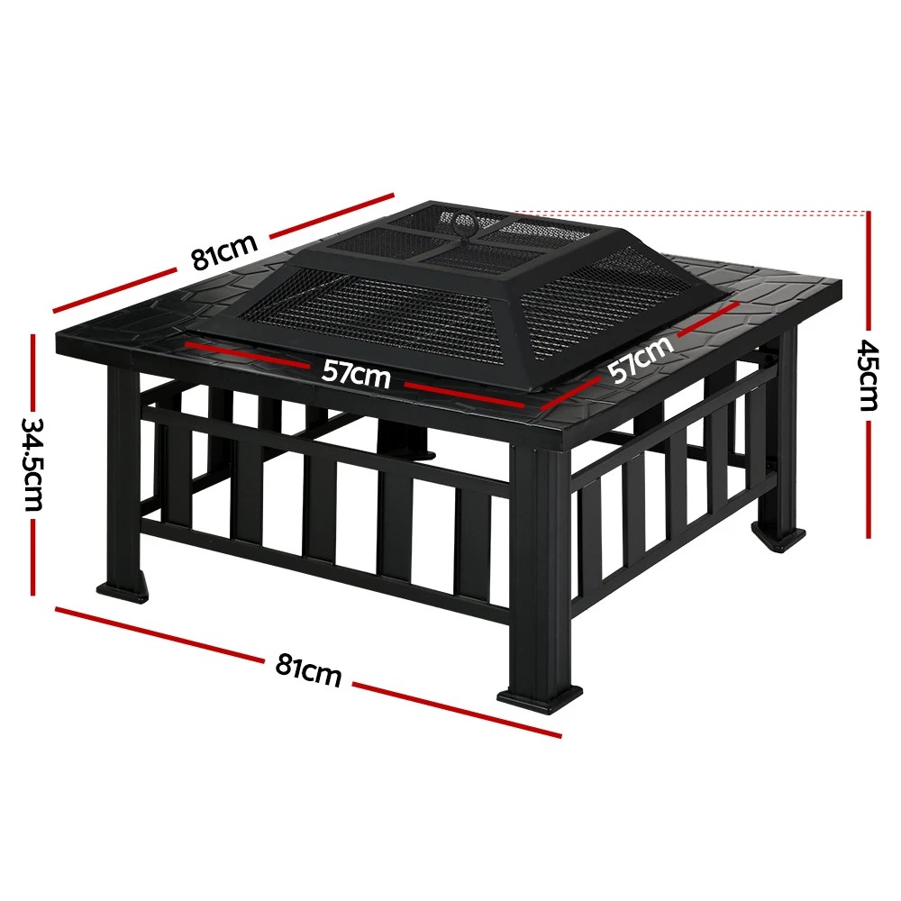 2 Grillz Fire Pit BBQ Grill 2-In-1 Table - Black, 2 of 7