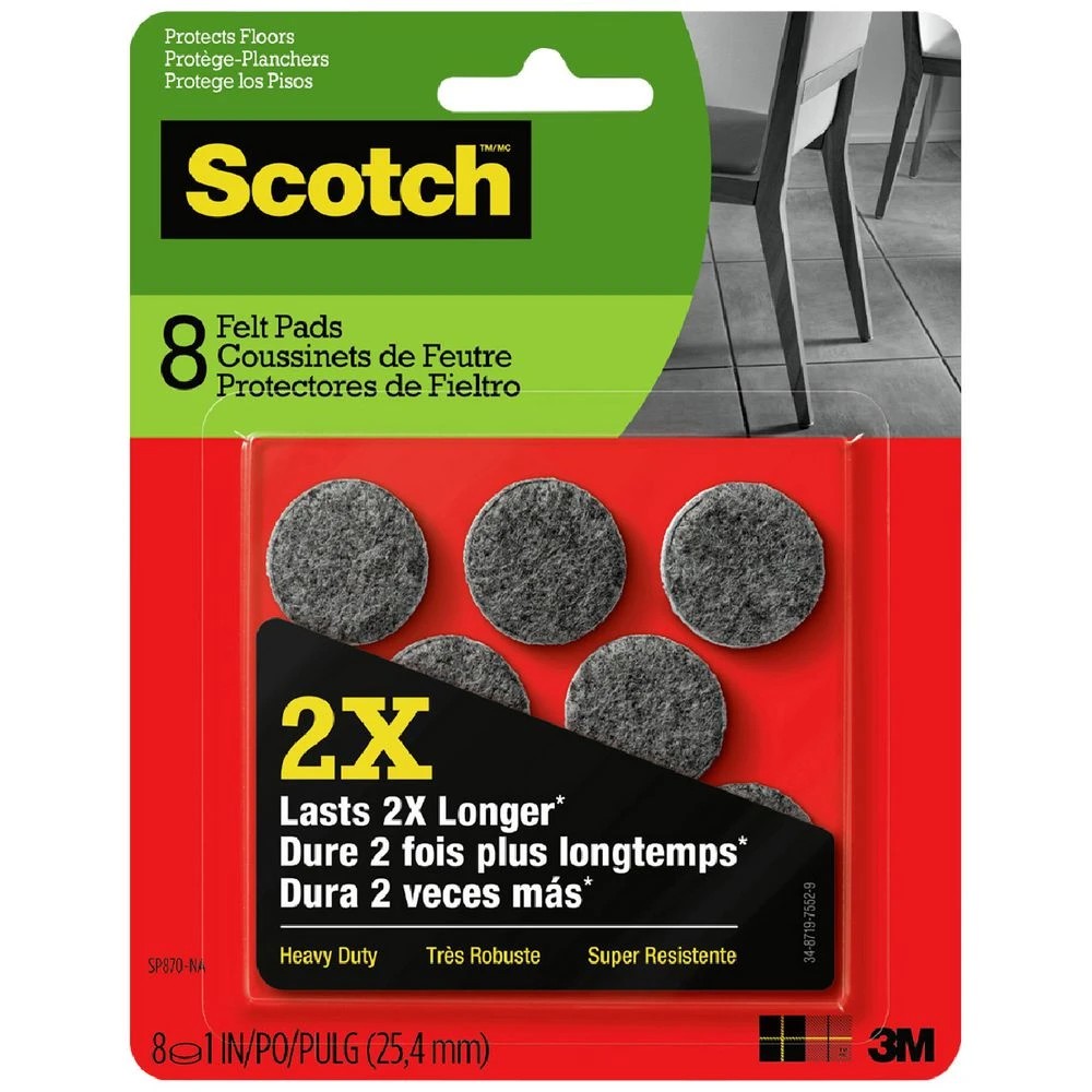 1 Scotch Heavy Duty Felt Pads 2.5cm Grey 8 Pack, 1 of 4