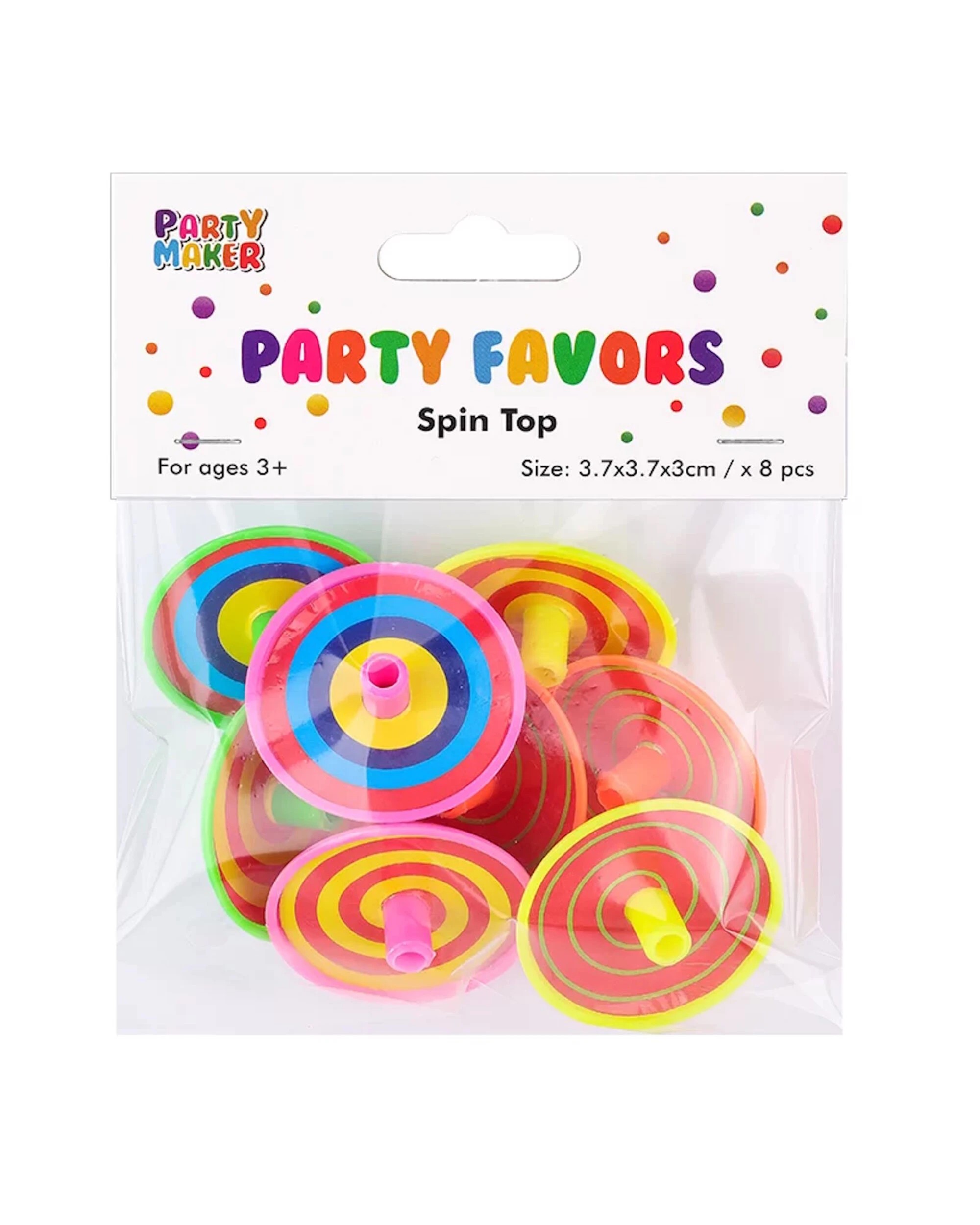 4 Partyrama Assorted Coloured Spin Tops Pack of 8, 4 of 4