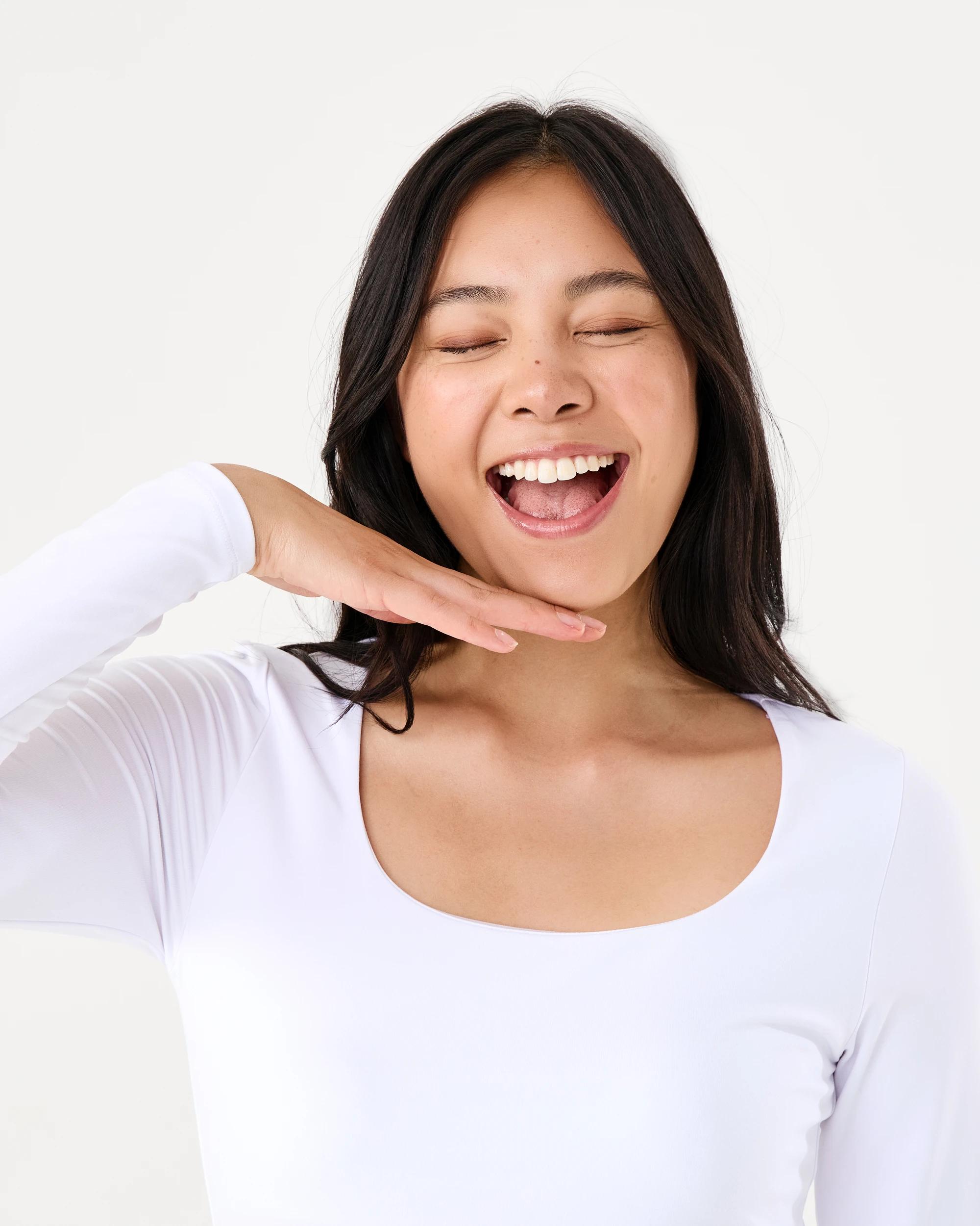 4 Long Sleeve Square Neck Bodysuit White, 4 of 5