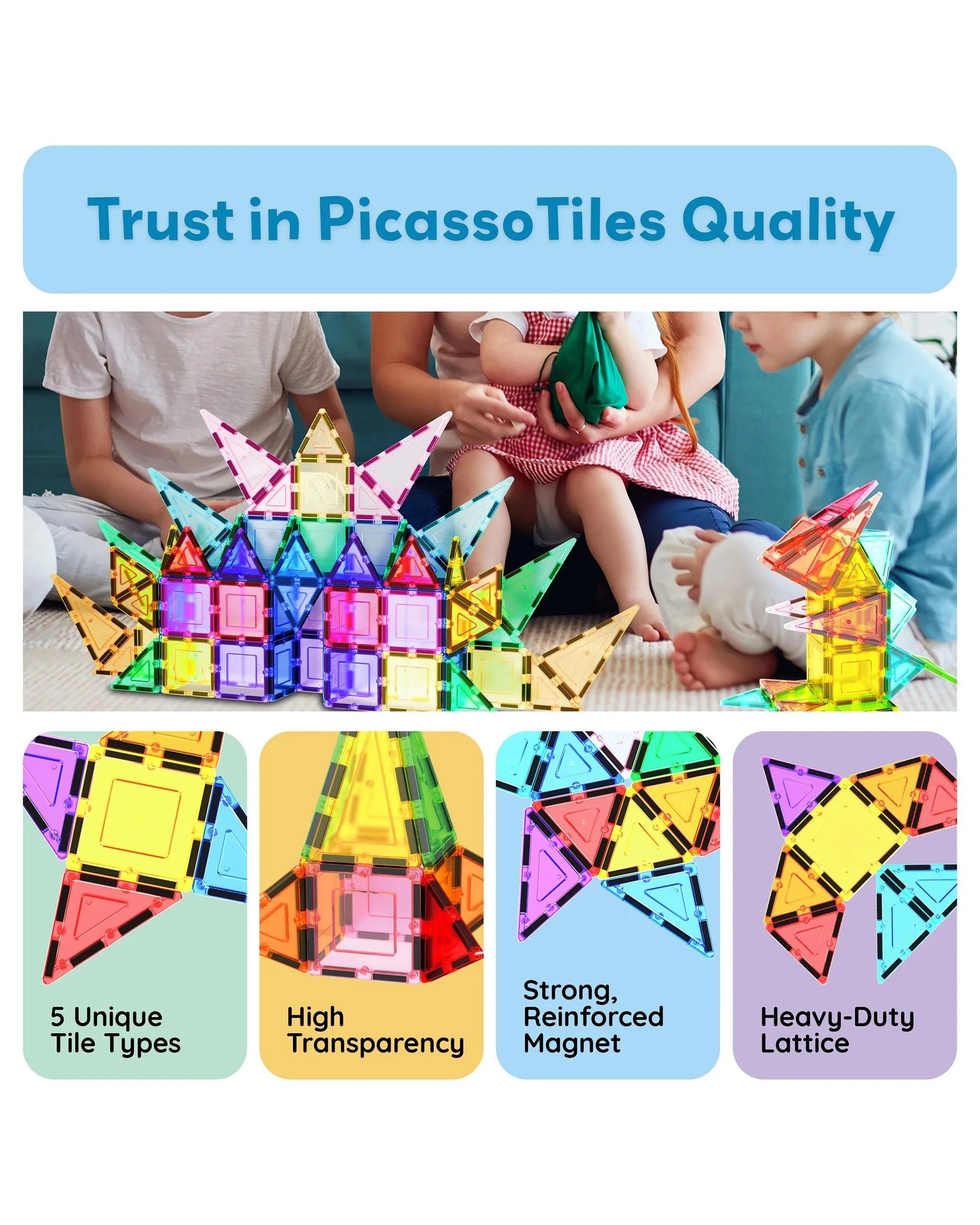 9 PicassoTiles Magnetic Tile Classic Building Set 61 Pieces, 9 of 9