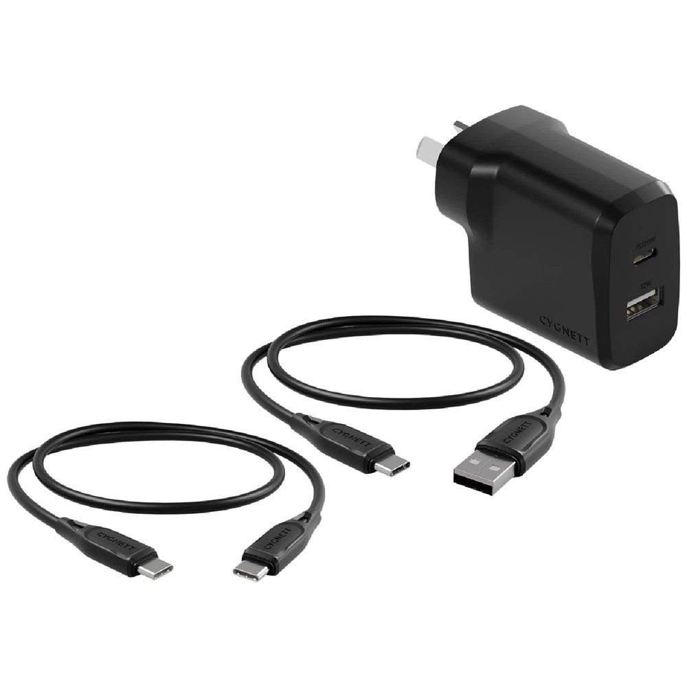 1 Cygnett RapidCharge 32W Wall Charger and Cables Bundle Black, 1 of 5