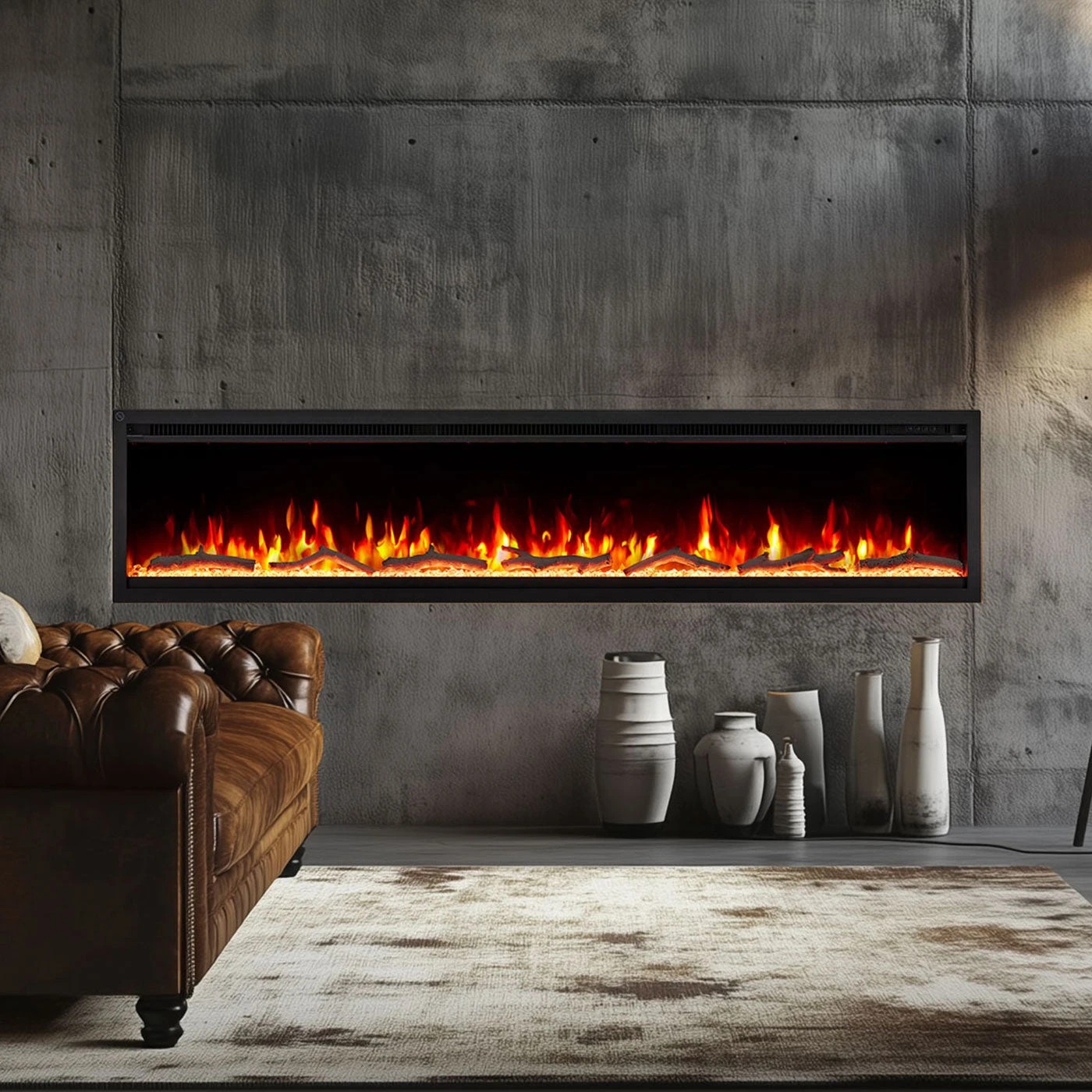 1 Moda Living Nocturne 60 inch Electric Fireplace - Black, 1 of 1