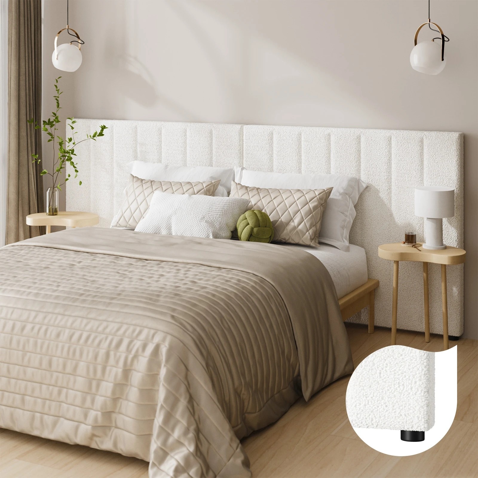 2 Oikiture Bed Frame Headboard Double Queen King Size Head Bedhead
 - White, 2 of 10