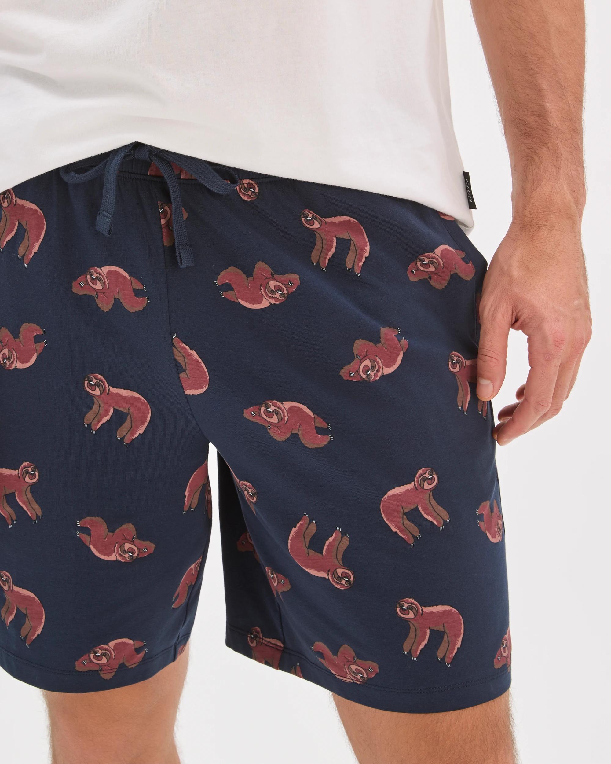 6 Maxx Australian Cotton Printed Jersey Knit Sleep Shorts SLOTH BLUE, 6 of 7