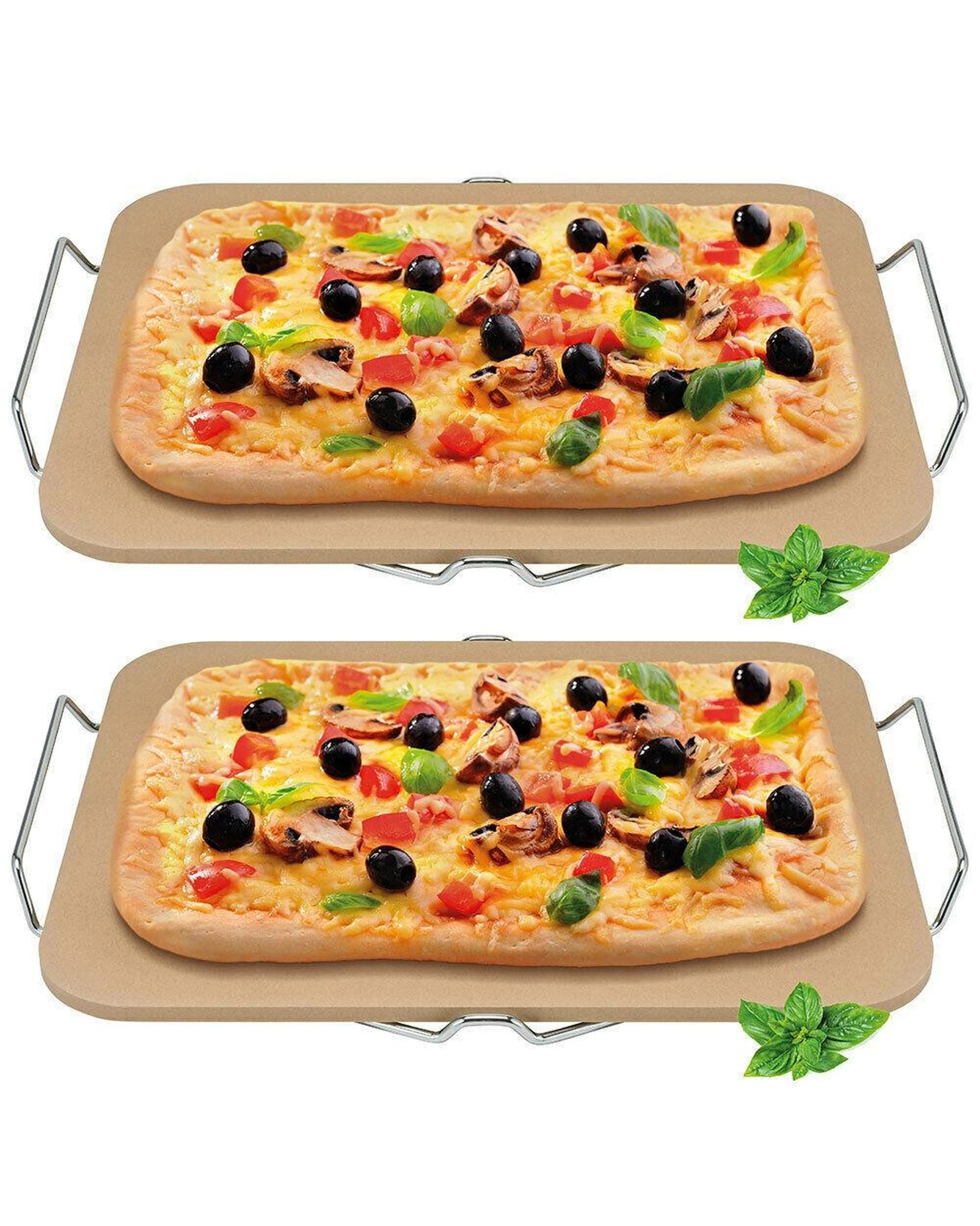 1 Avanti 2 Pack  Rectangular 38cm Pizza Stone W  Rack, 1 of 2