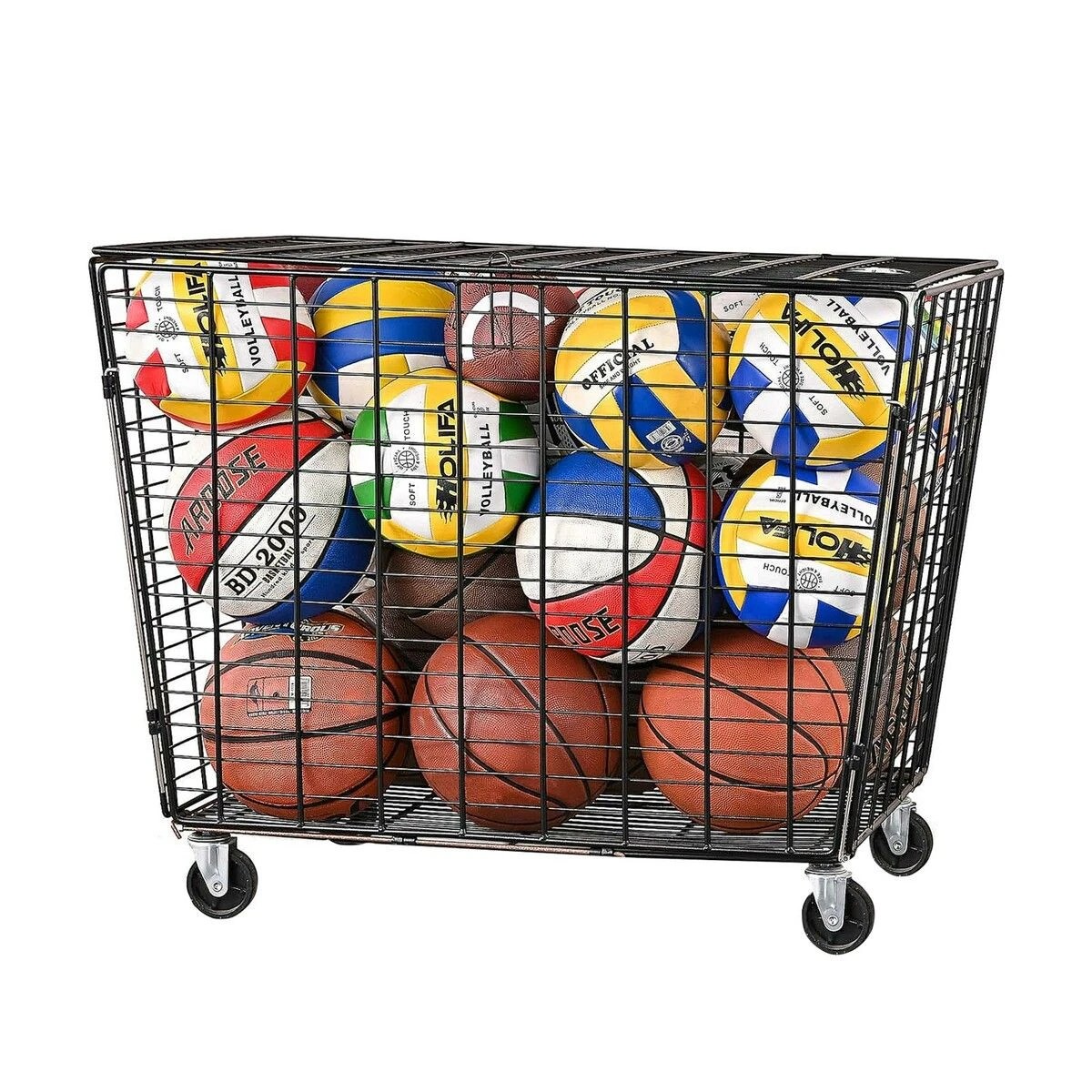 2 AUSWAY XL Lockable Sports Ball Storage Trolley Rolling Cart Organiser Cage, 2 of 2