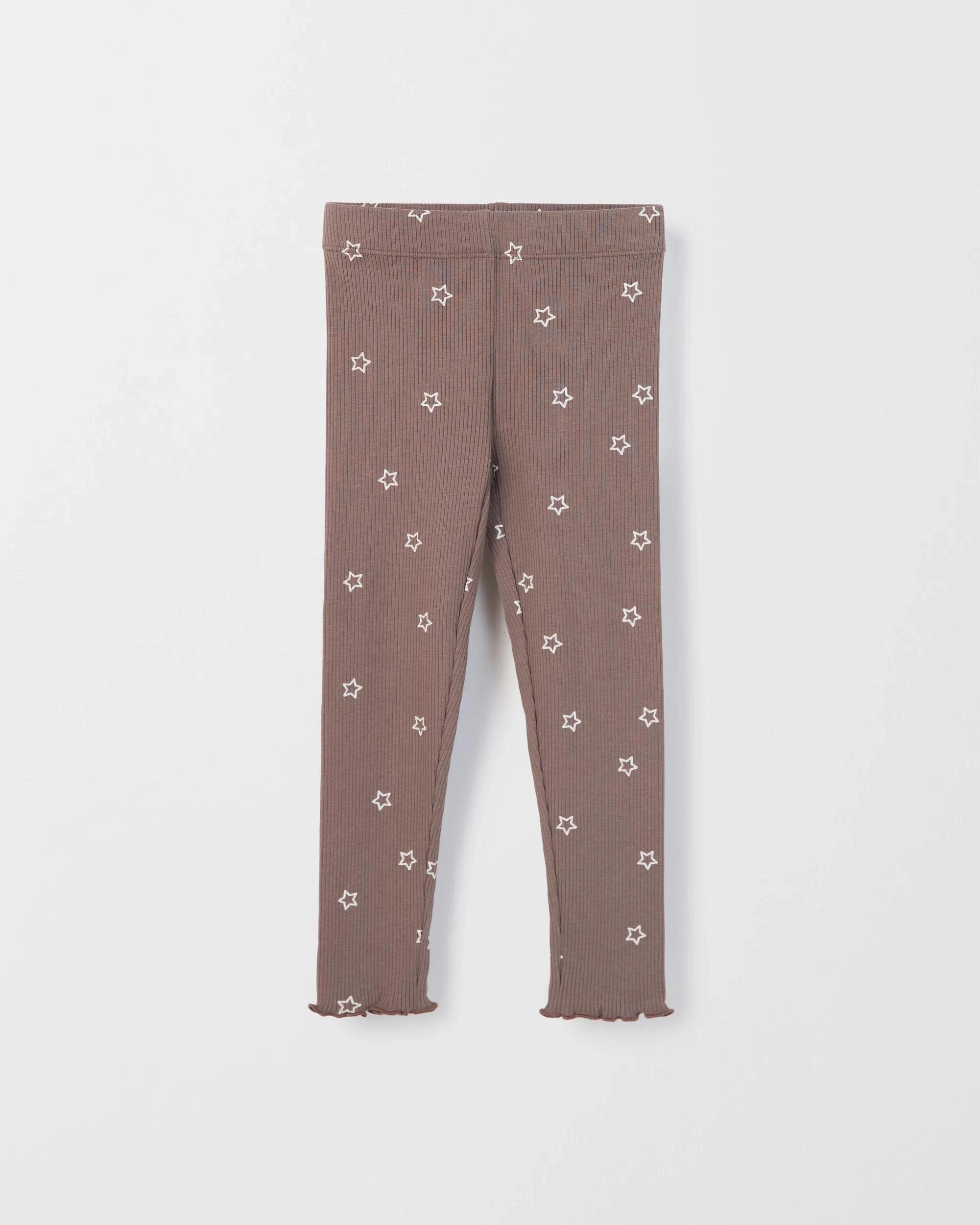 1 Target Kids Australian Cotton Rib Print Leggings STAR BROWN, 1 of 1
