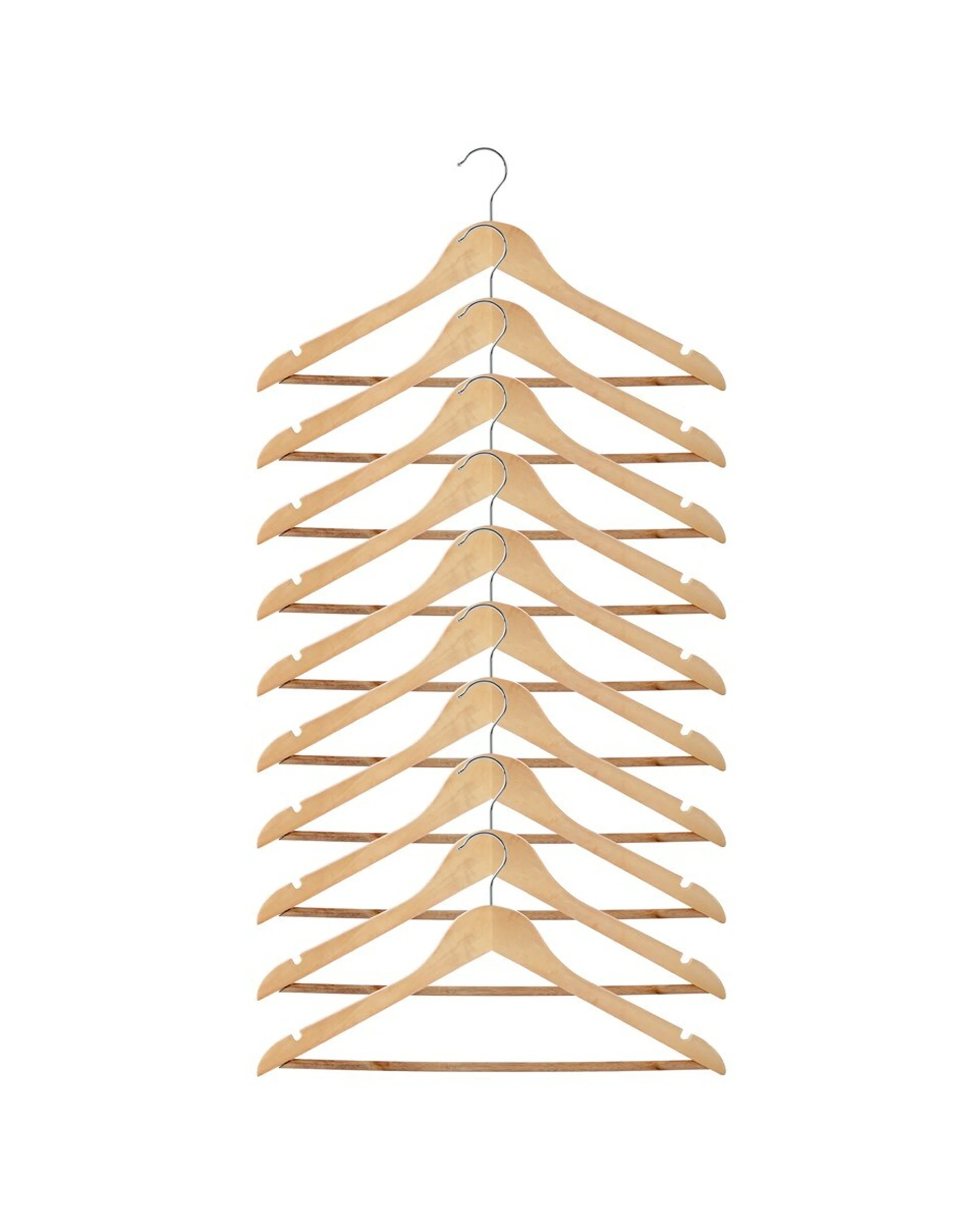 3 10pc Boxsweden 44.5cm Wooden Hanger/wardrobe Organiser For Dress/clothes/shirt
 - Natural, 3 of 3