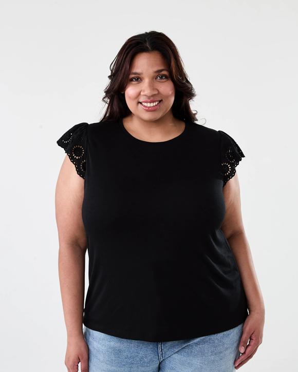 Curve Sleeveless Broderie Top