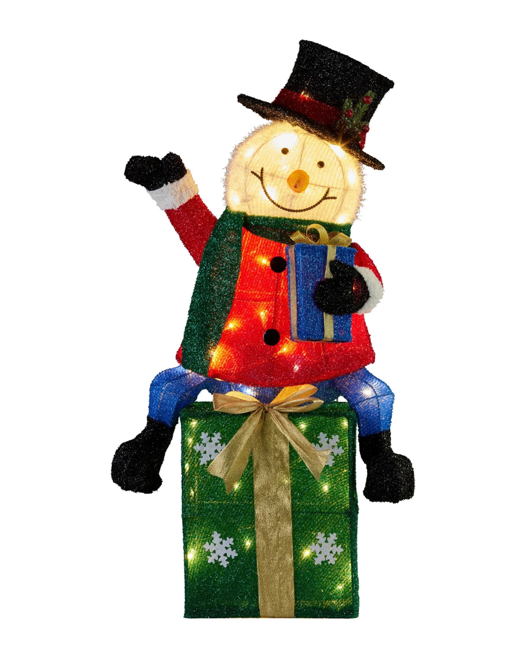 1 Christabelle 85cm Christmas Snowman On Presents Display With Lights, 1 of 9