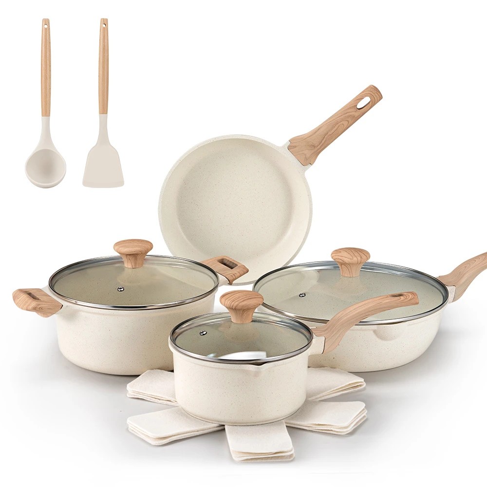 1 ZUNI 13PCS Cookware Pots and Pans Set Nonstick Granite Coating Cooking Utensil - White, 1 of 2