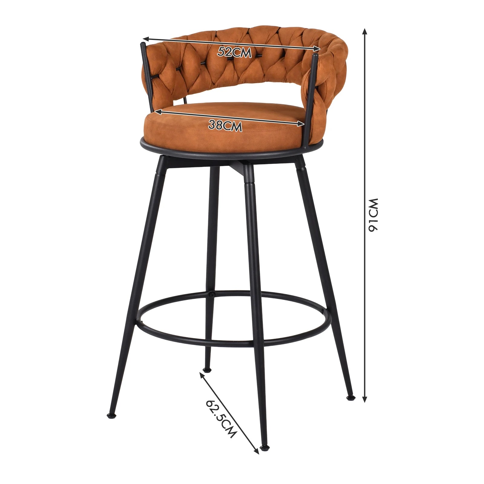 2 Advwin Bar Stools Set of 2 Kitchen Stools 360° Swivel Counter Height Stools - Brown, 2 of 7