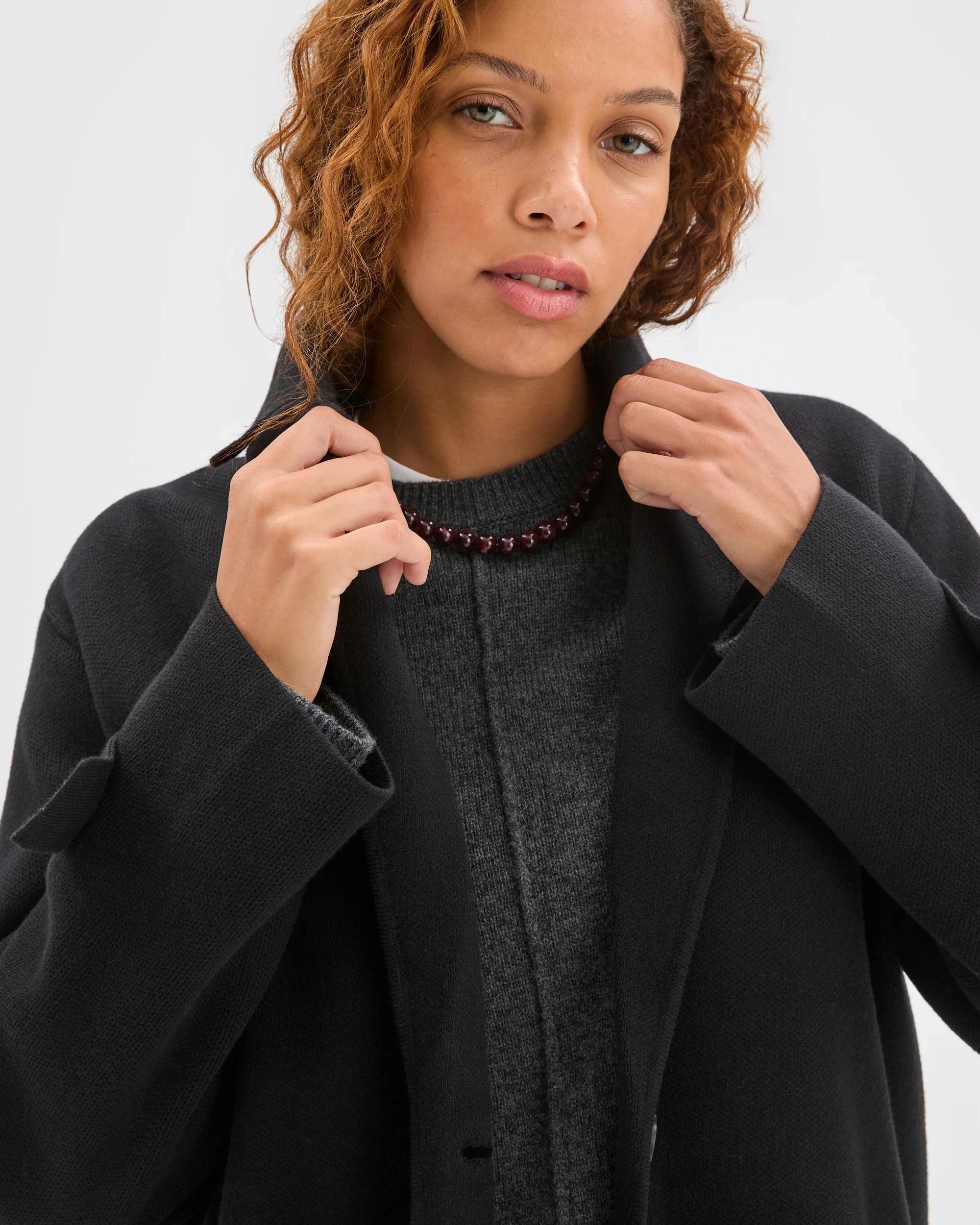 4 Target Woman Australian Cotton Blend Knitted Trench Jacket BLACK, 4 of 7