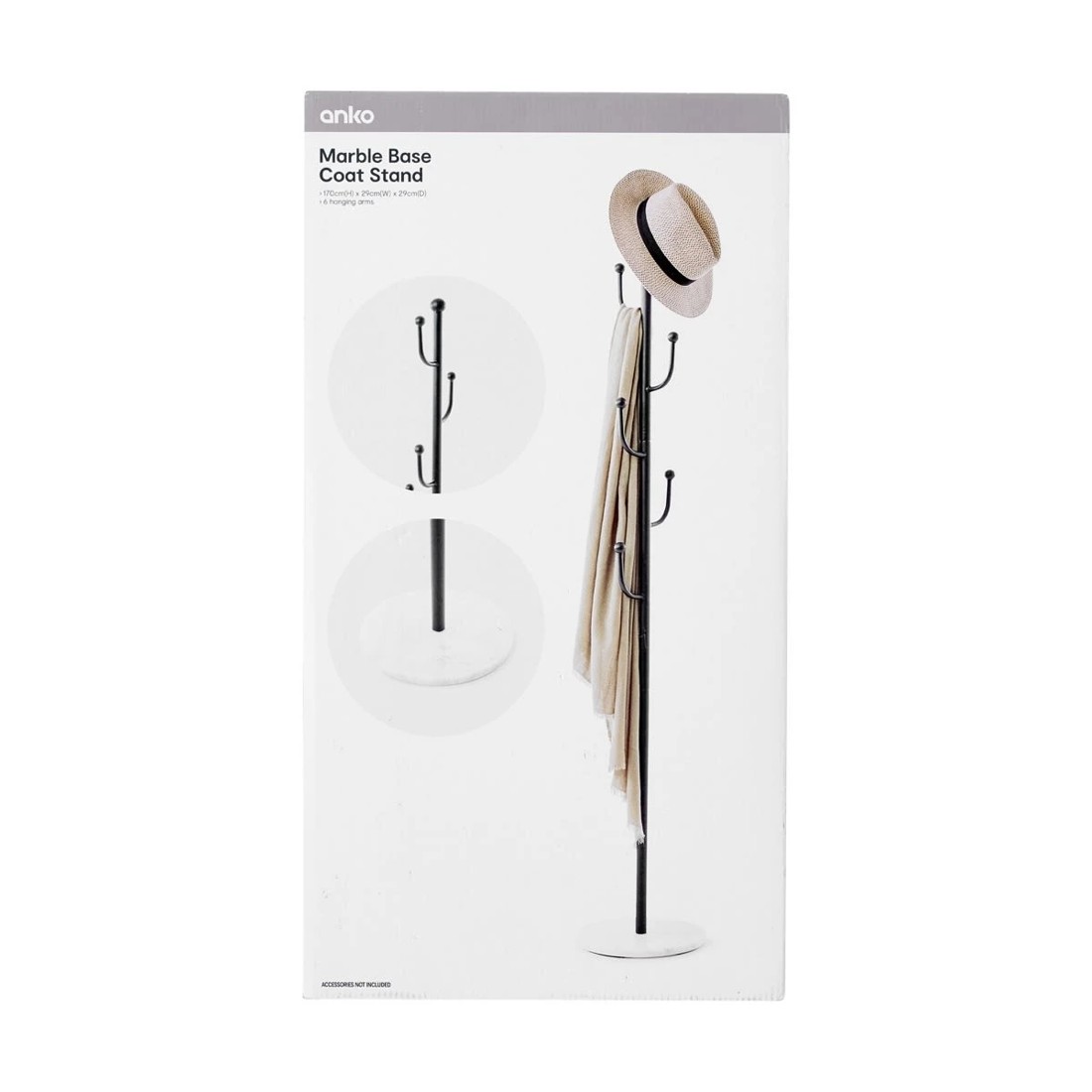 6 Marble Base Coat Stand - Black, 6 of 6