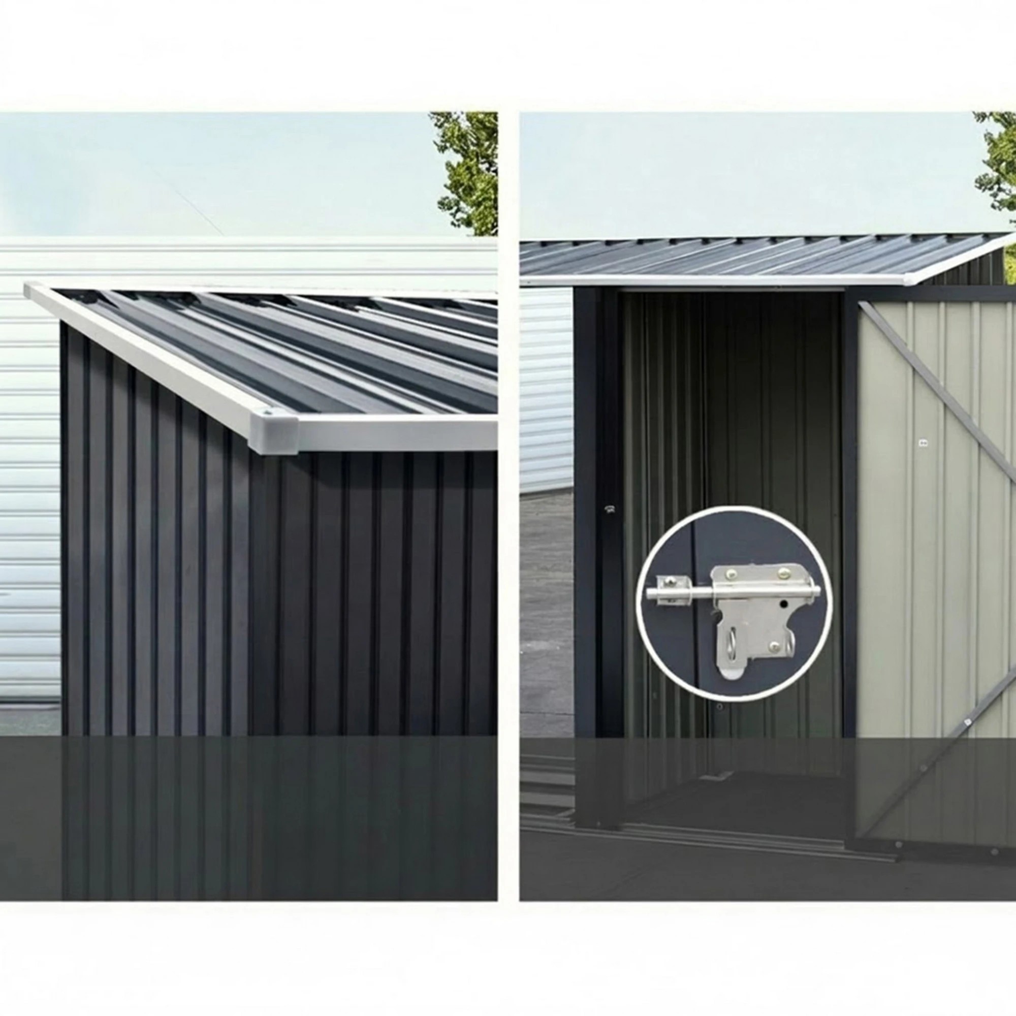 6 Giantz Garden Shed Sheds Outdoor Tool Storage Workshop House Steel 2 in 1 - Grey, 6 of 6