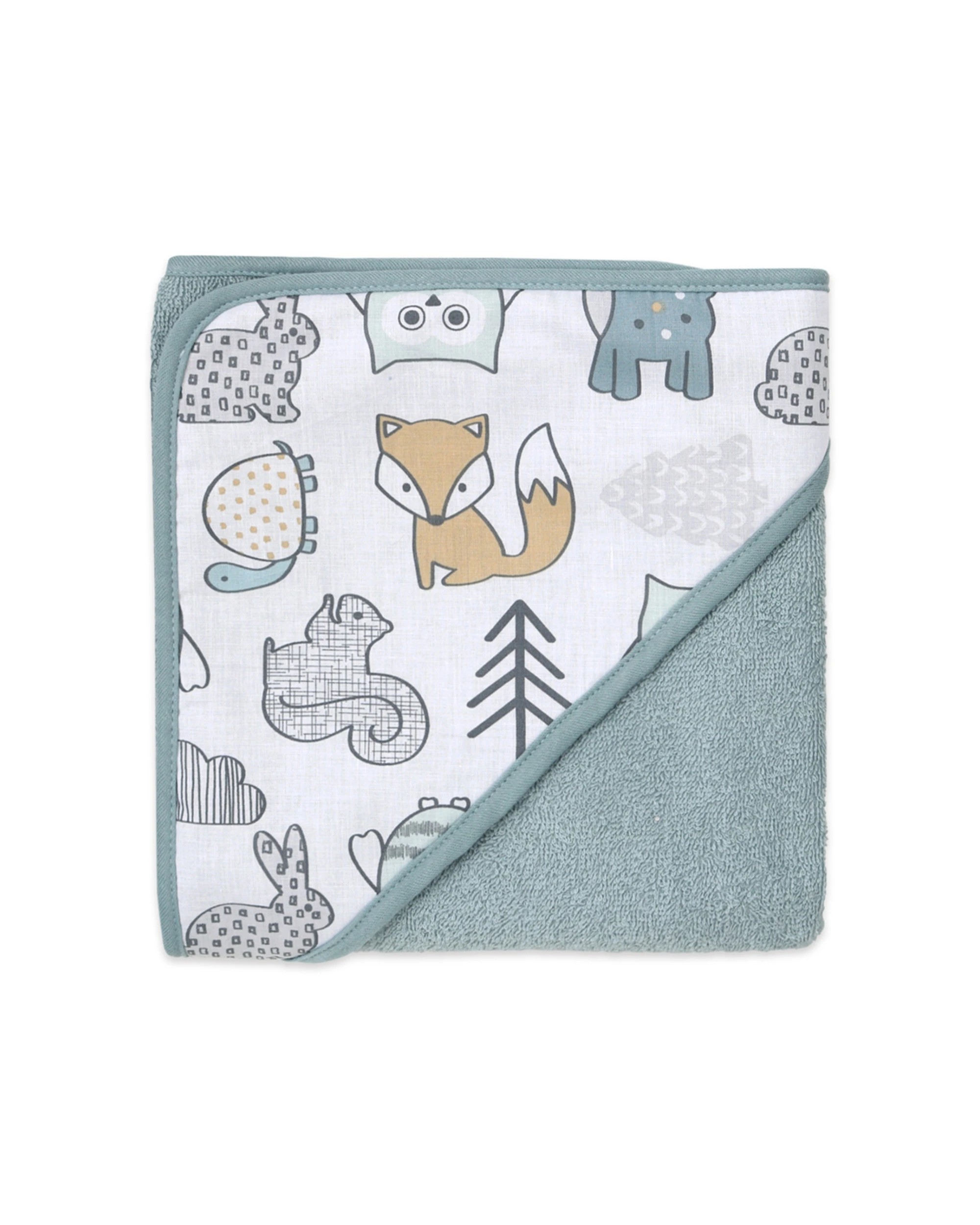 1 Little Haven Cotton Hooded Woodland Soft Baby Towel Terry Bath Time Unisex - Multi, 1 of 3
