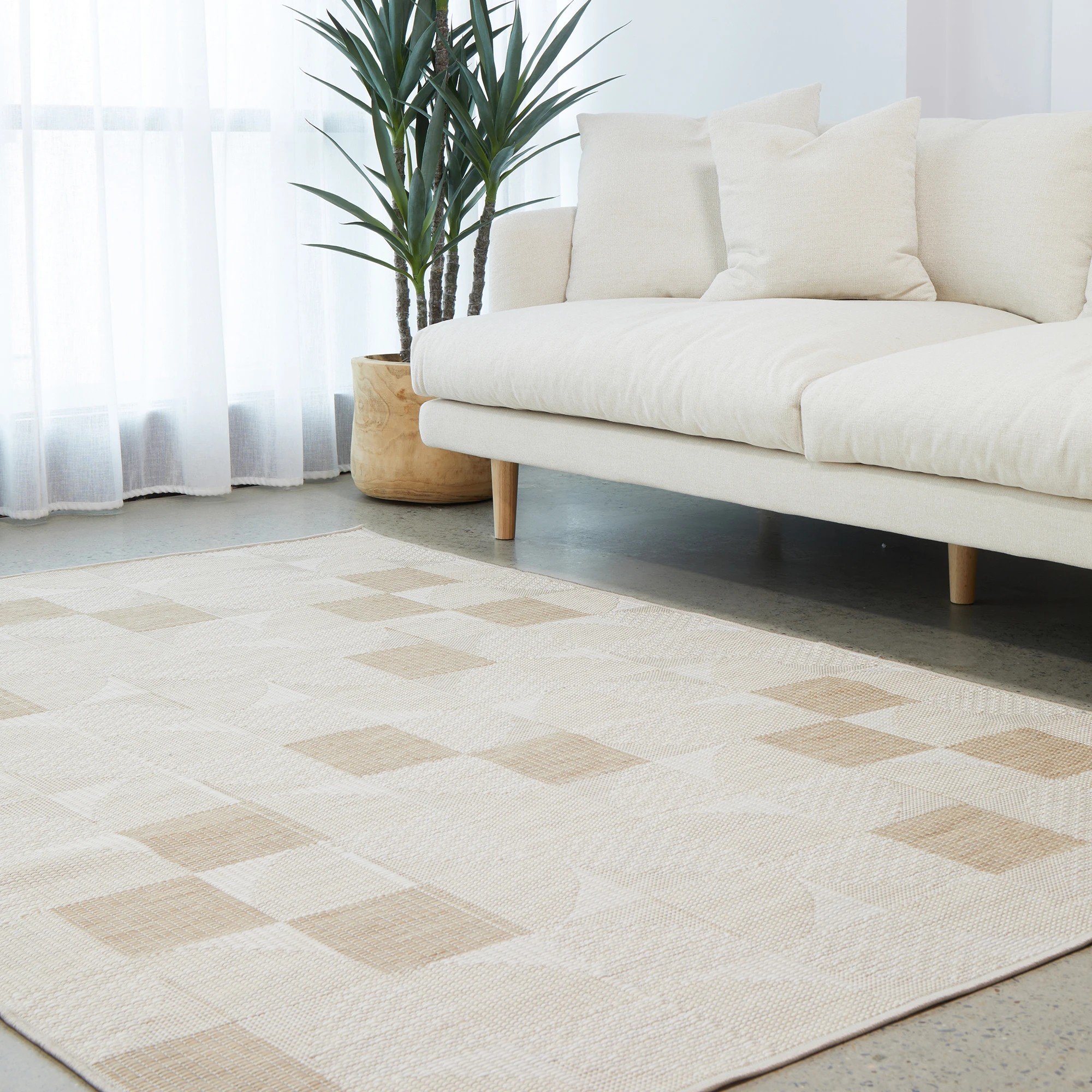 1 Common Ground Rugs Palmline Selin 380x280cm - Extra Large Outdoor Rug - Beige, 1 of 7