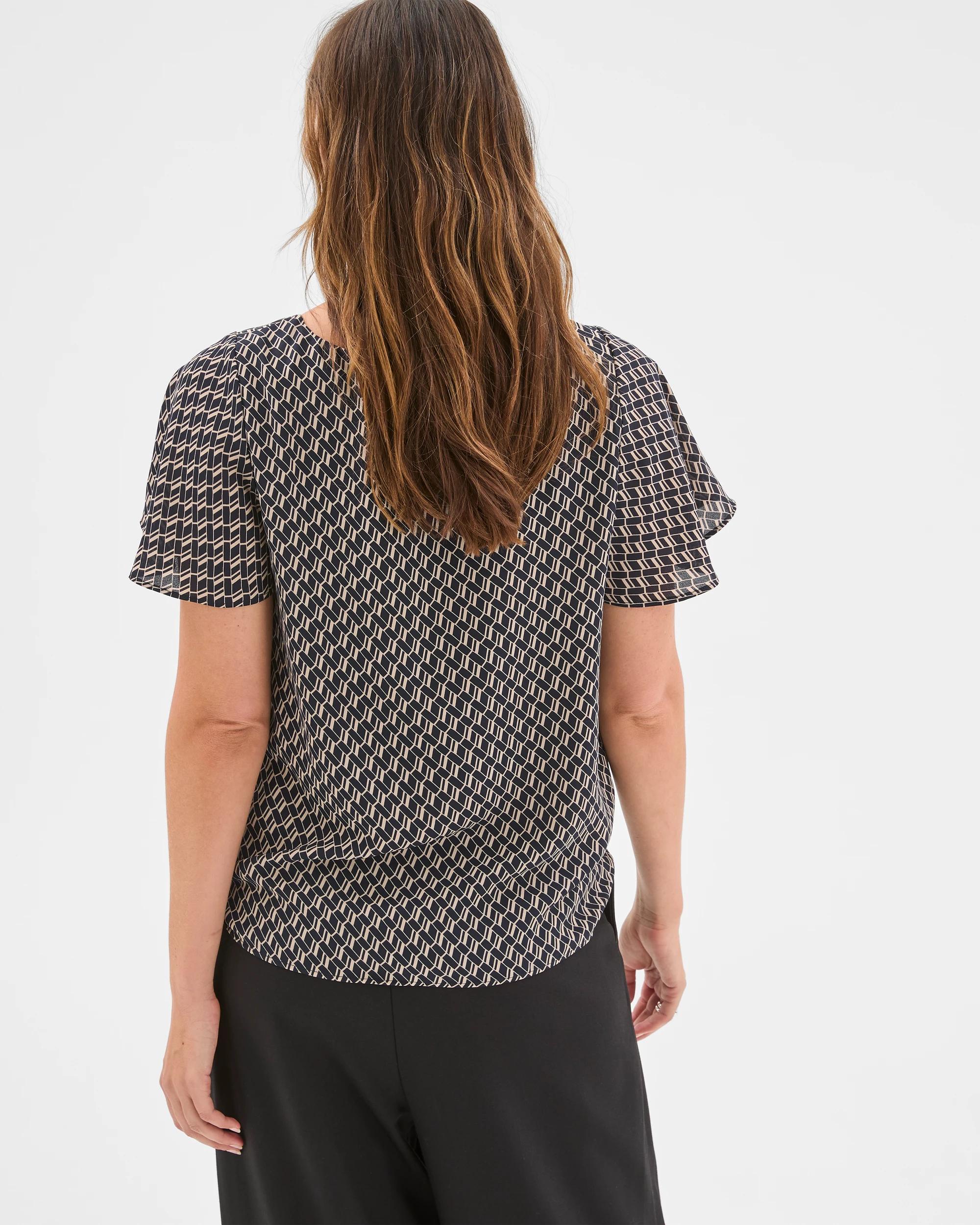 7 Preview Ella Crew Neck Blouse INK NAVY GEO, 7 of 7