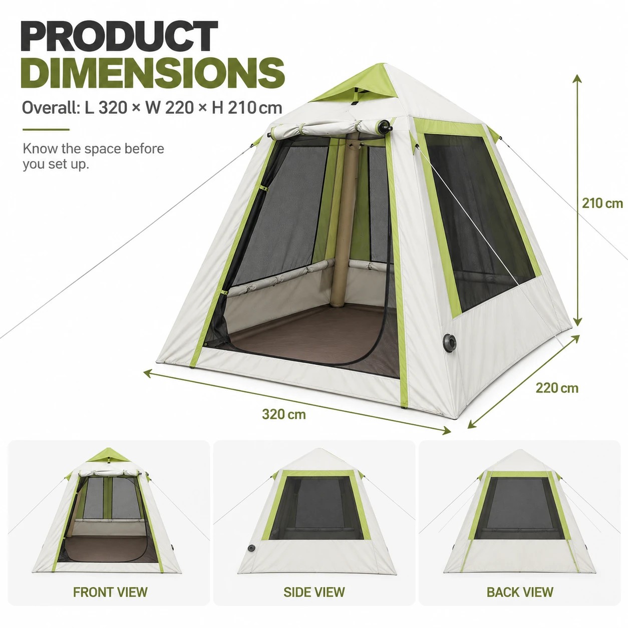 8 Weisshorn Inflatable Mesh Gazebo Tent, Air-Frame with Extendable Canopy - White, 8 of 10