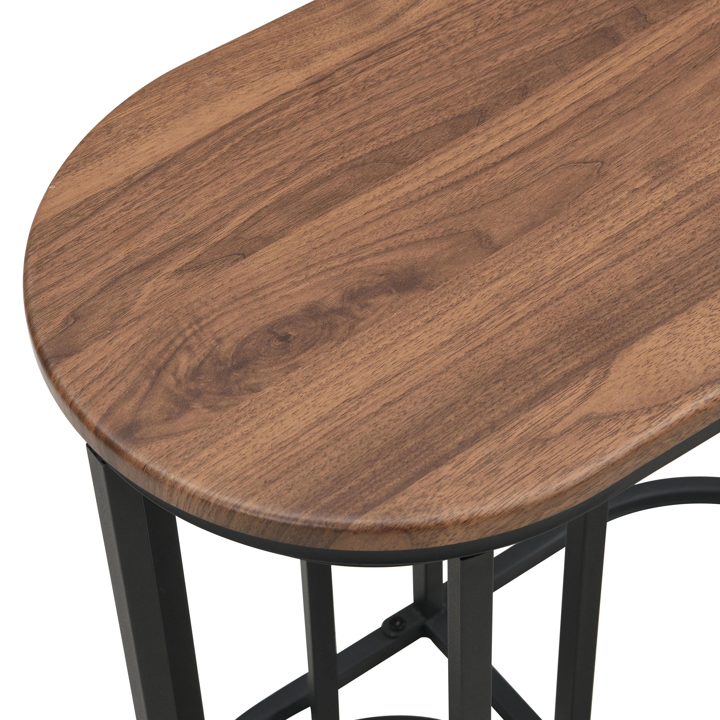 6 IHOMDEC 3 Pieces Oval Coffee Table Set with 2 Round Chairs Walnut - Brown, 6 of 9