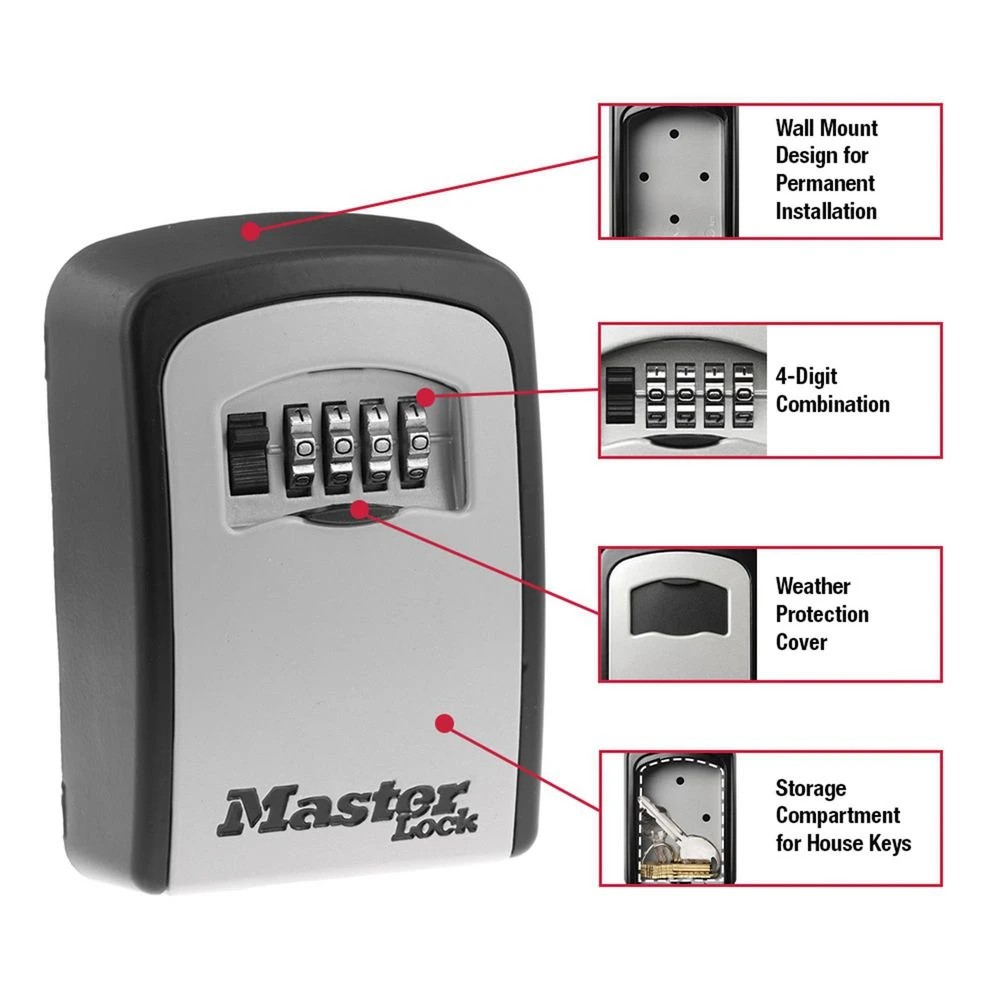 3 Masterlock Medium Combination Wall Mount Key Safe, 3 of 10