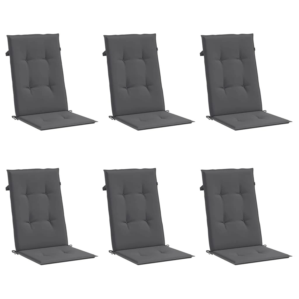 1 Vidaxl Garden Highback Chair Cushions 6 Pcs Fabric - Grey, 1 of 8