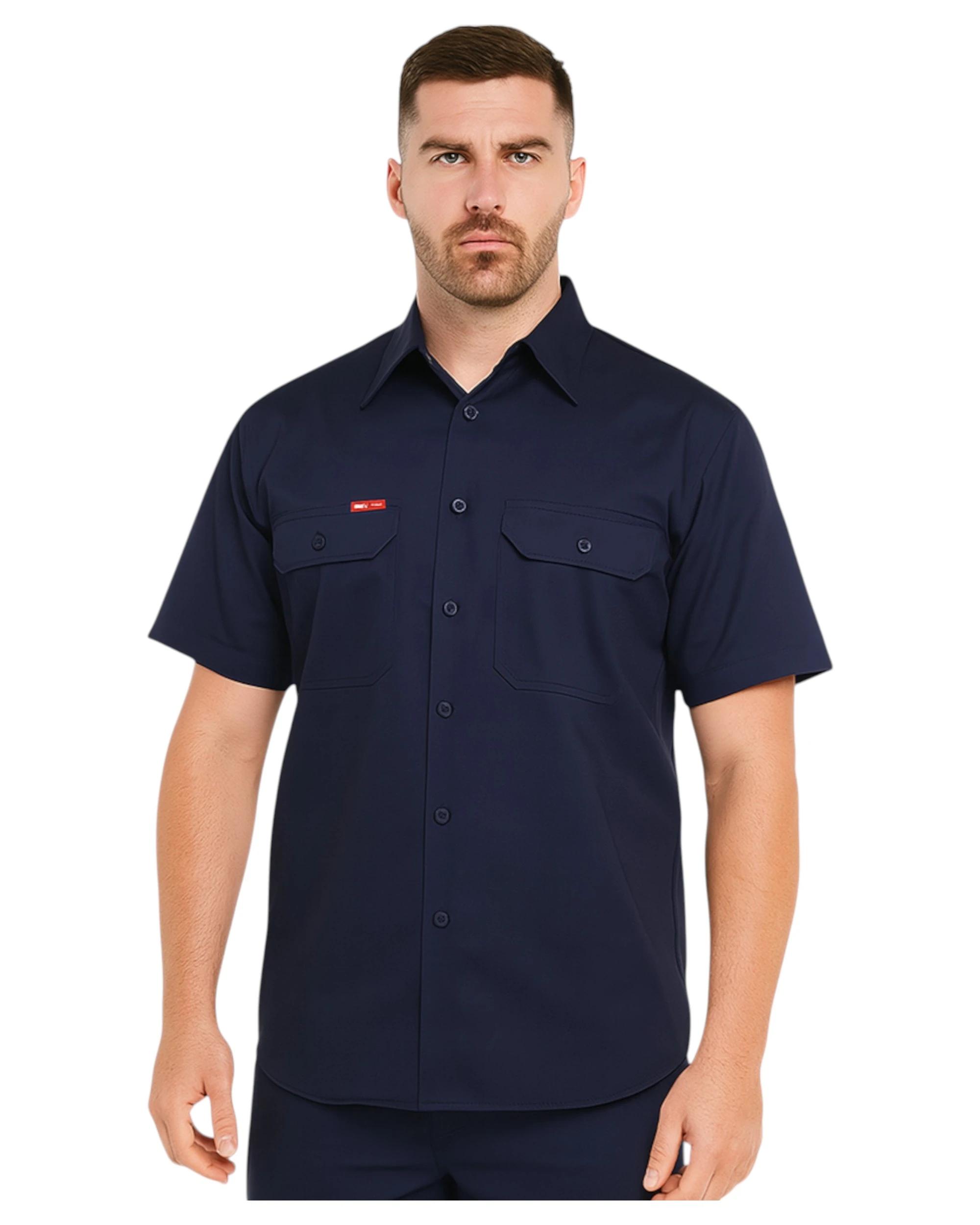 5 Hard Yakka Mens Short Sleeve Lightweight Drill Ventilated Shirt Navy Navy, 5 of 6