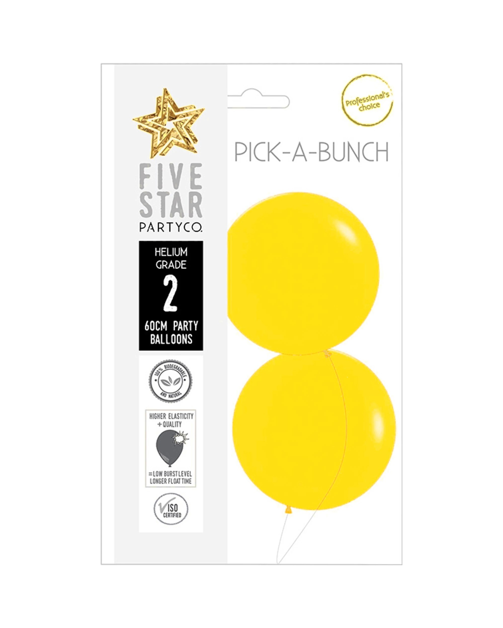 2 Sempertex Five Star Jumbo 60cm Matte Balloon Round Pack of 2 - Yellow, 2 of 2