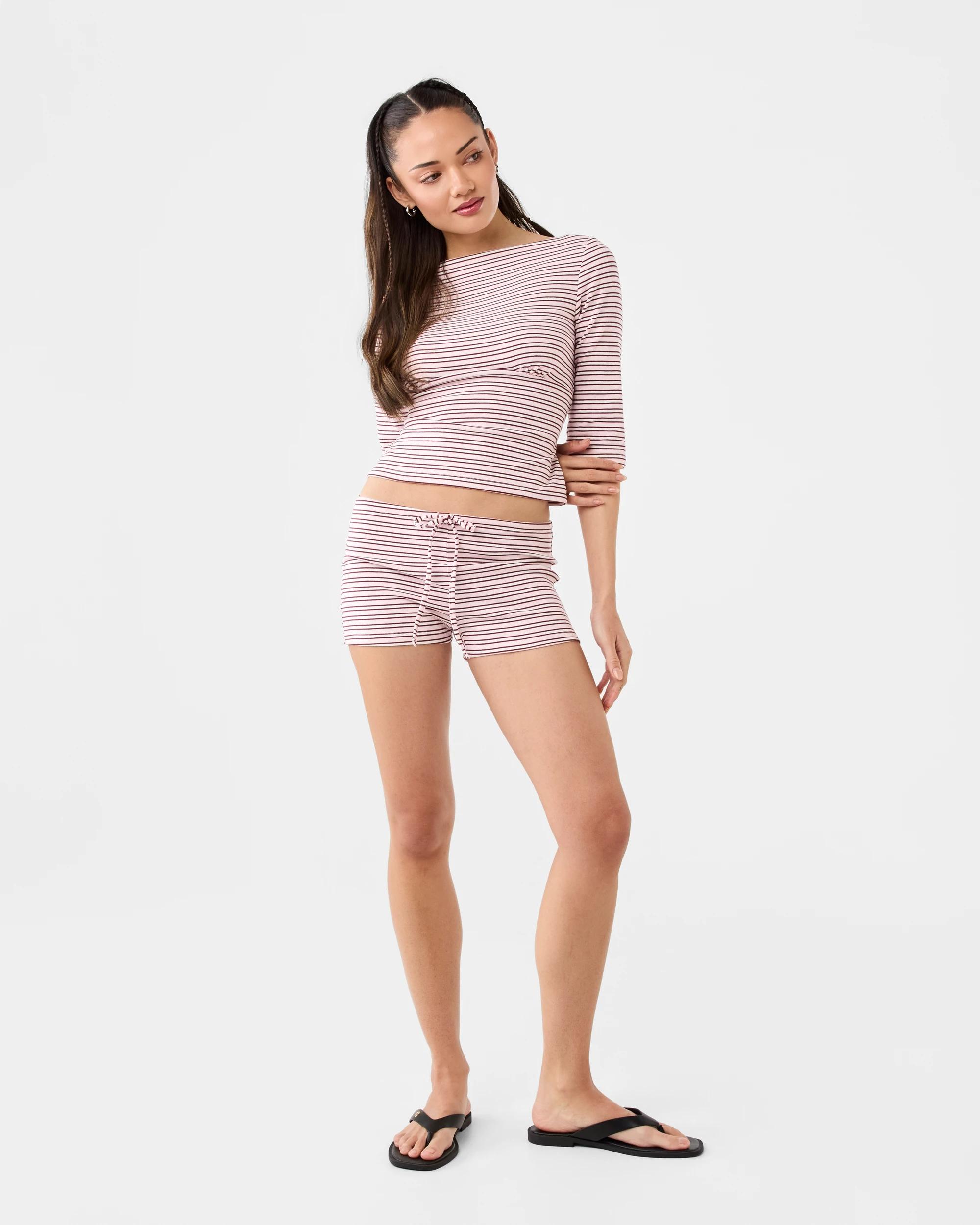 2 Mini Stripe Shorts Beet Strip, 2 of 6