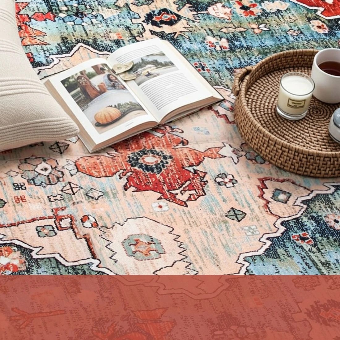 6 Artiss Floor Rug 200X290cm Large Washable Area Rug Modern Living Room Carpet - Red, 6 of 9