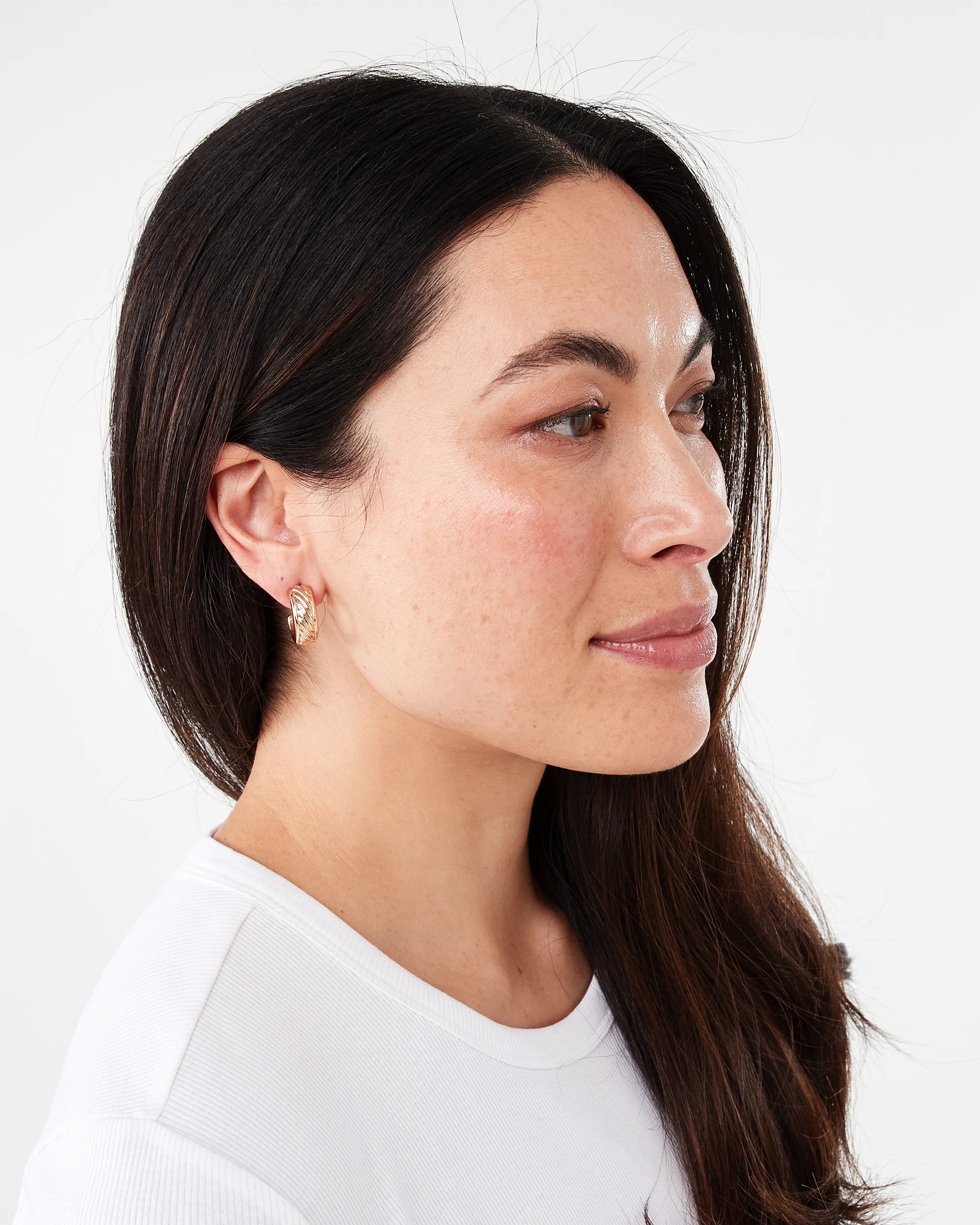 4 Rib Hoop Earrings - Gold Tone, 4 of 5