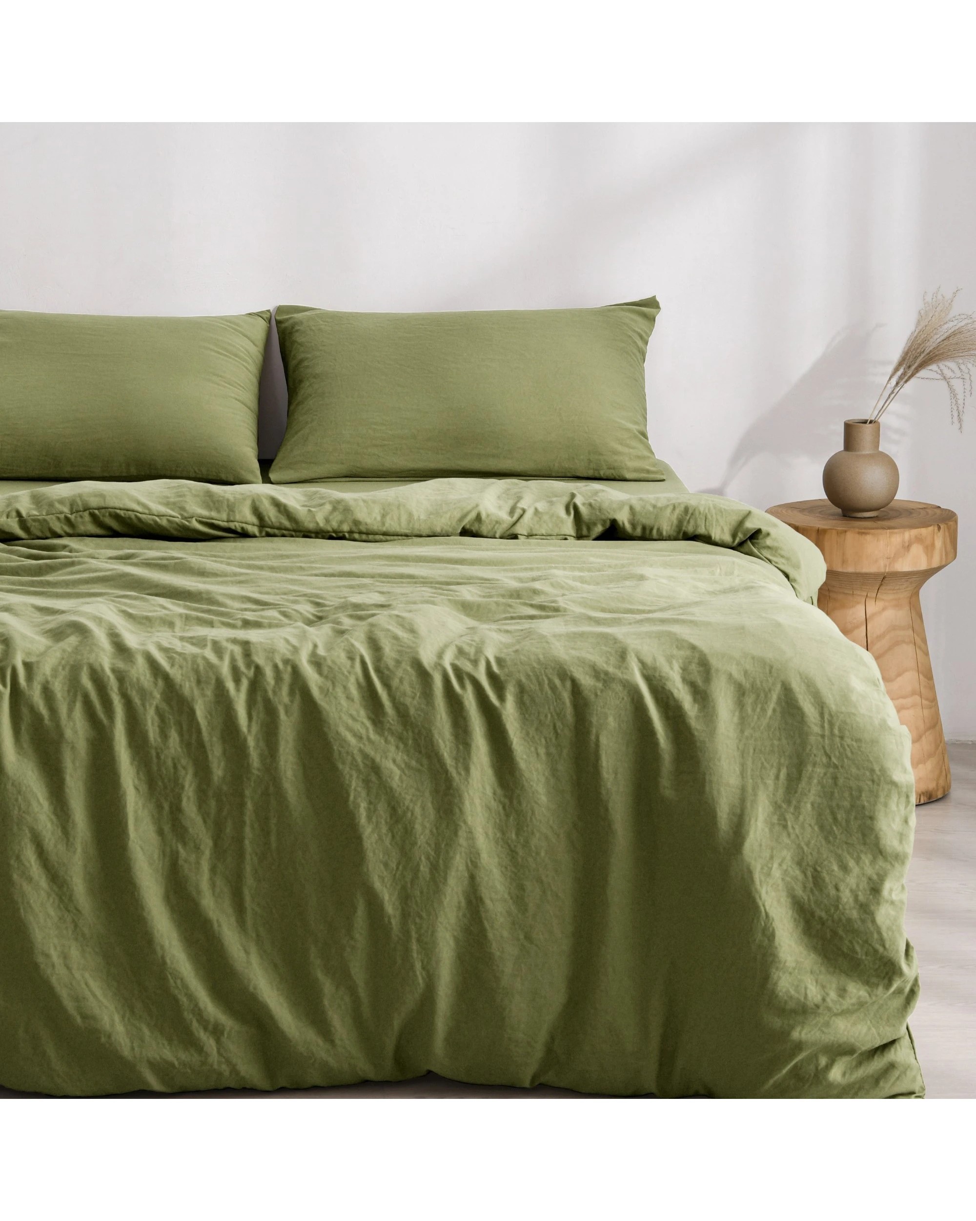 2 Dreamaker Superfine Washed Microfibre Quilt Cover Set - Queen Bed - Olive, 2 of 7