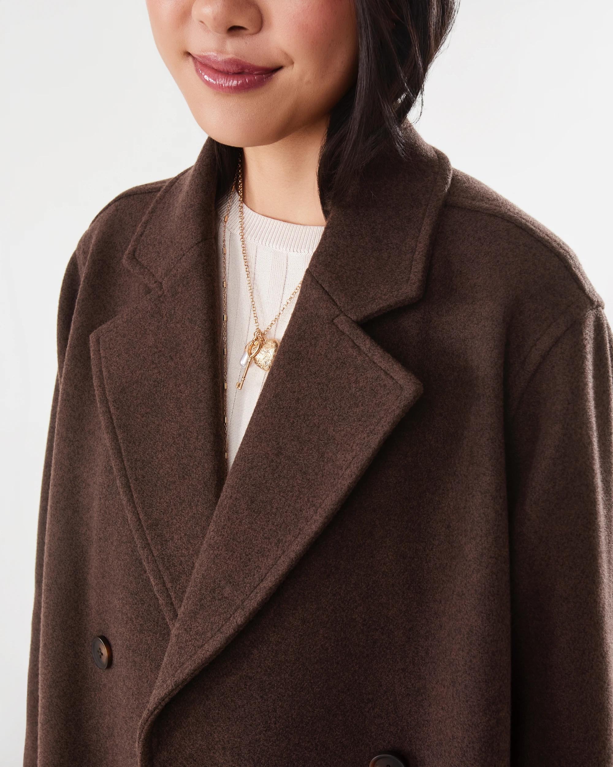 5 Longline Oversized Coat Melt Brown, 5 of 7