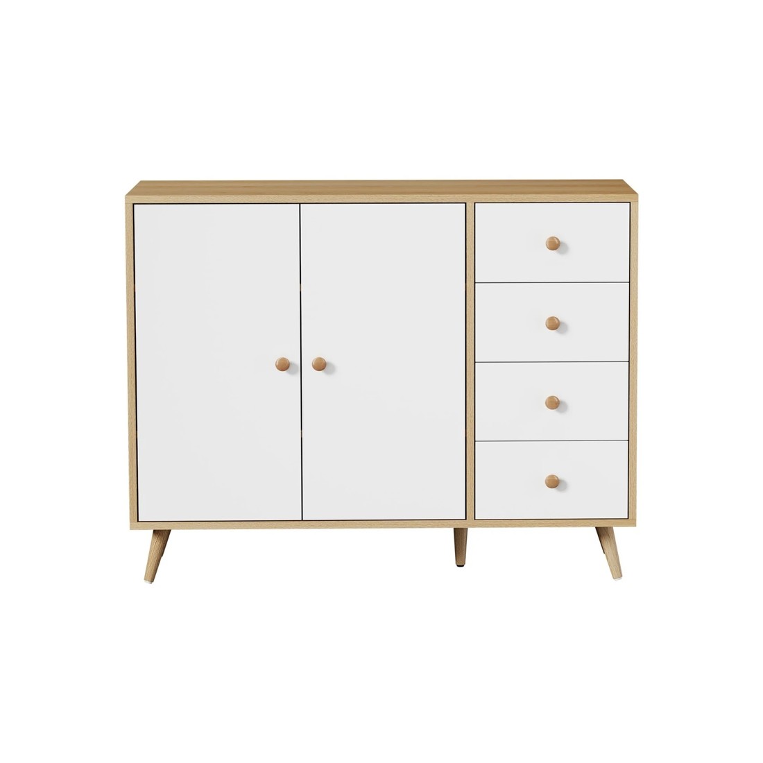 4 Oikiture Buffet Sideboard Cabinet 4 Drawers 2 Doors - Natural, 4 of 7