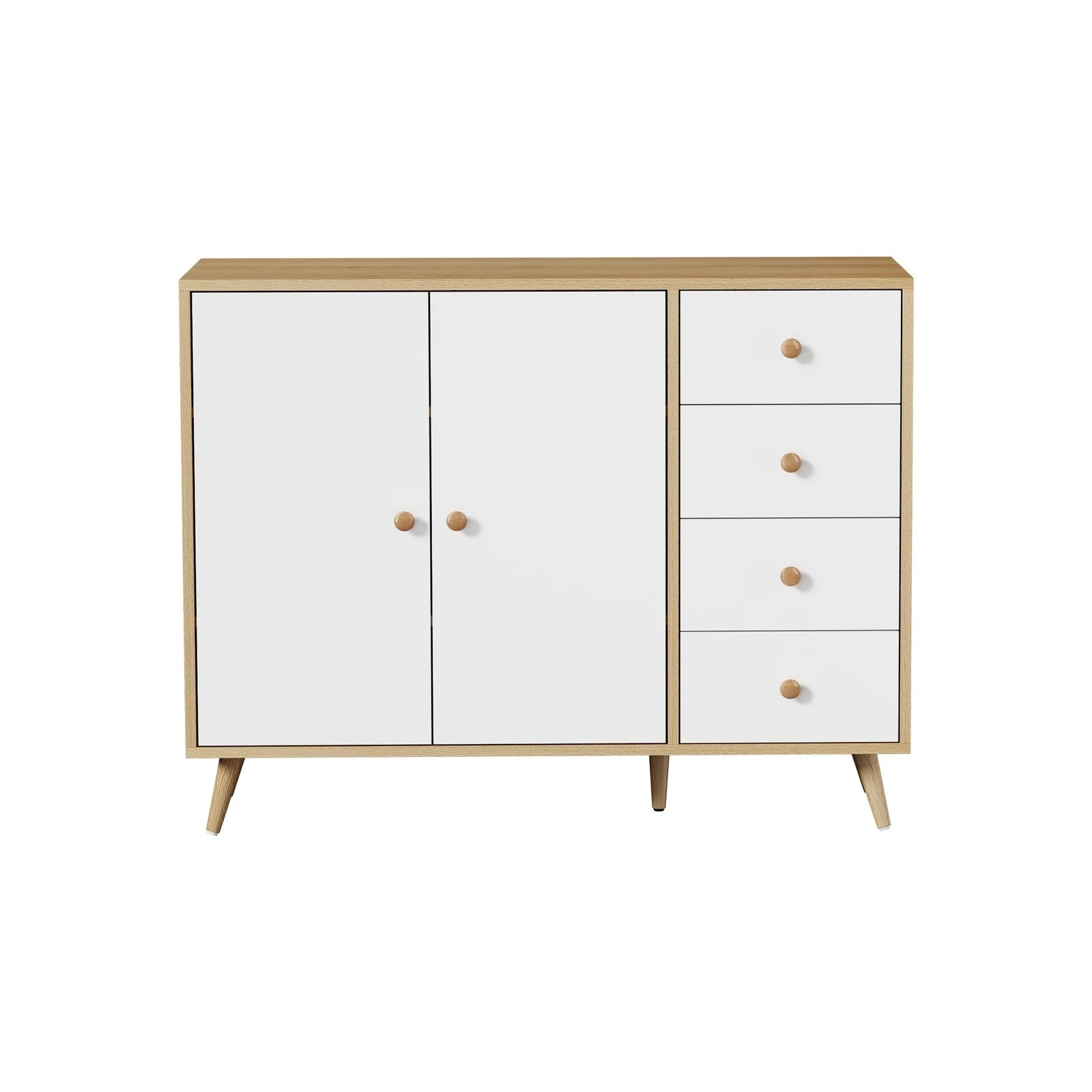 4 Oikiture Buffet Sideboard Cabinet 4 Drawers 2 Doors - Natural, 4 of 7